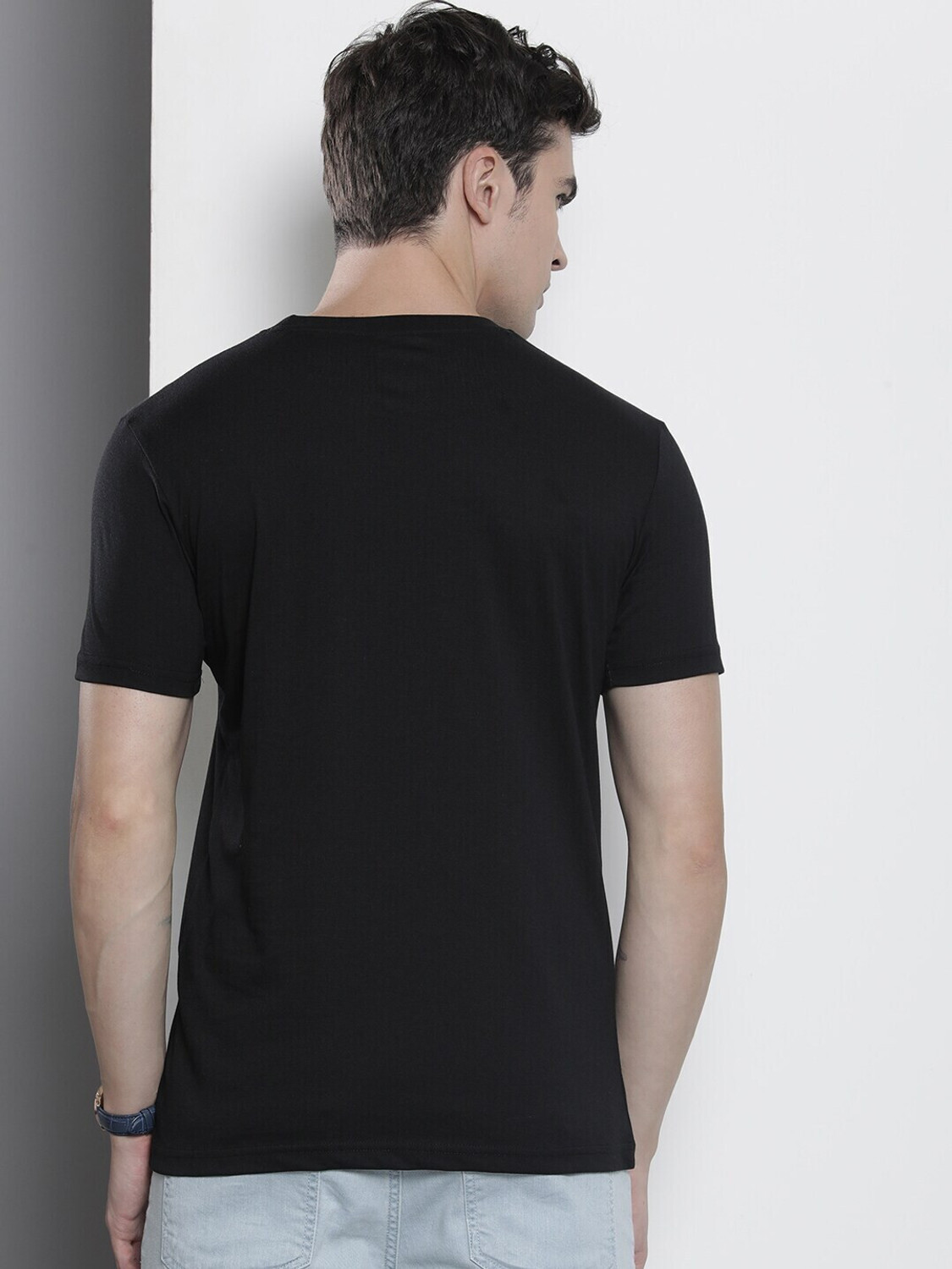 Image of The Indian Garage Co. Printed, Typography Men Round Neck Black T-Shirt
