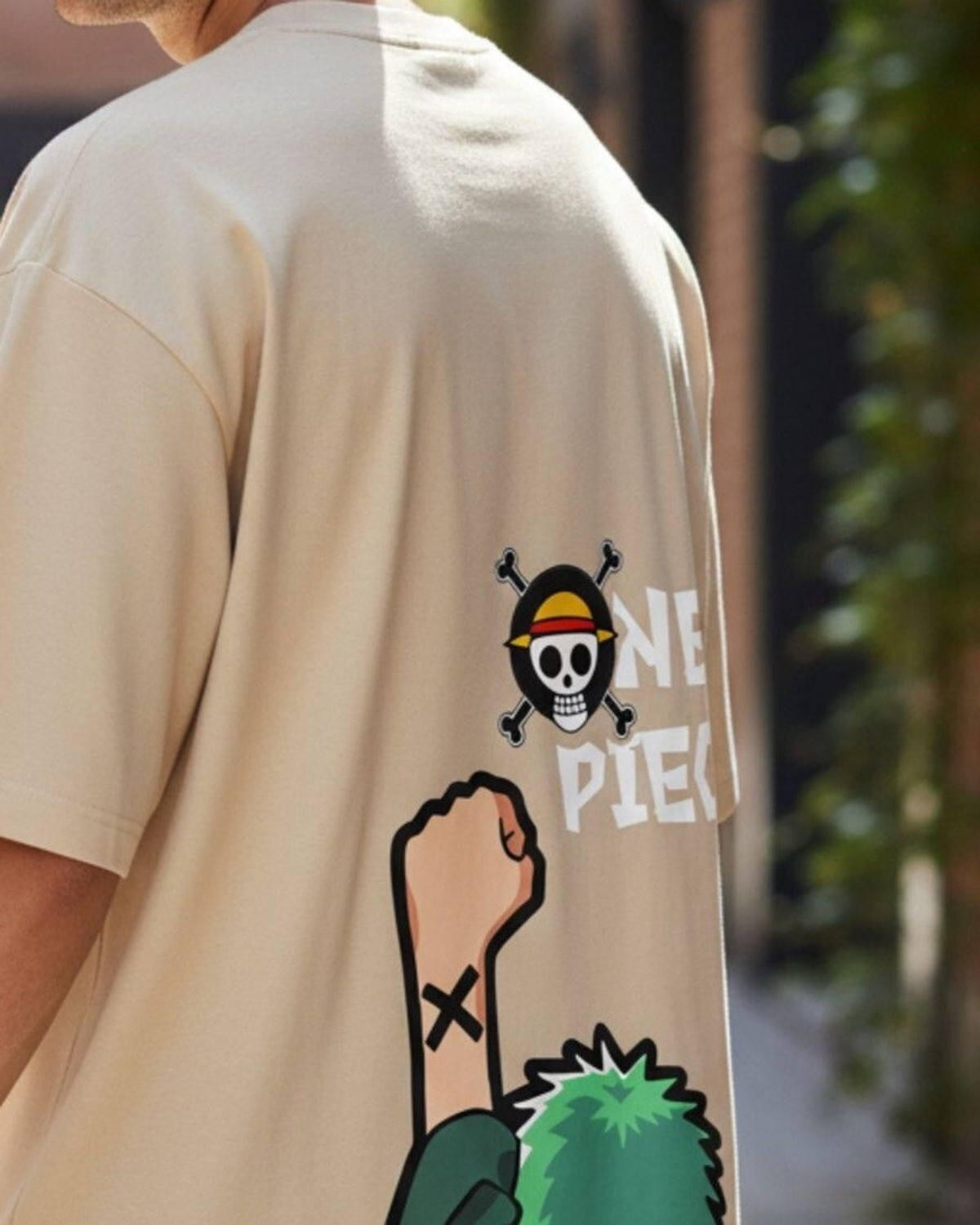 Image of FLYIND VOGUE OUTFIT Graphic Print Men Round Neck Beige T-Shirt