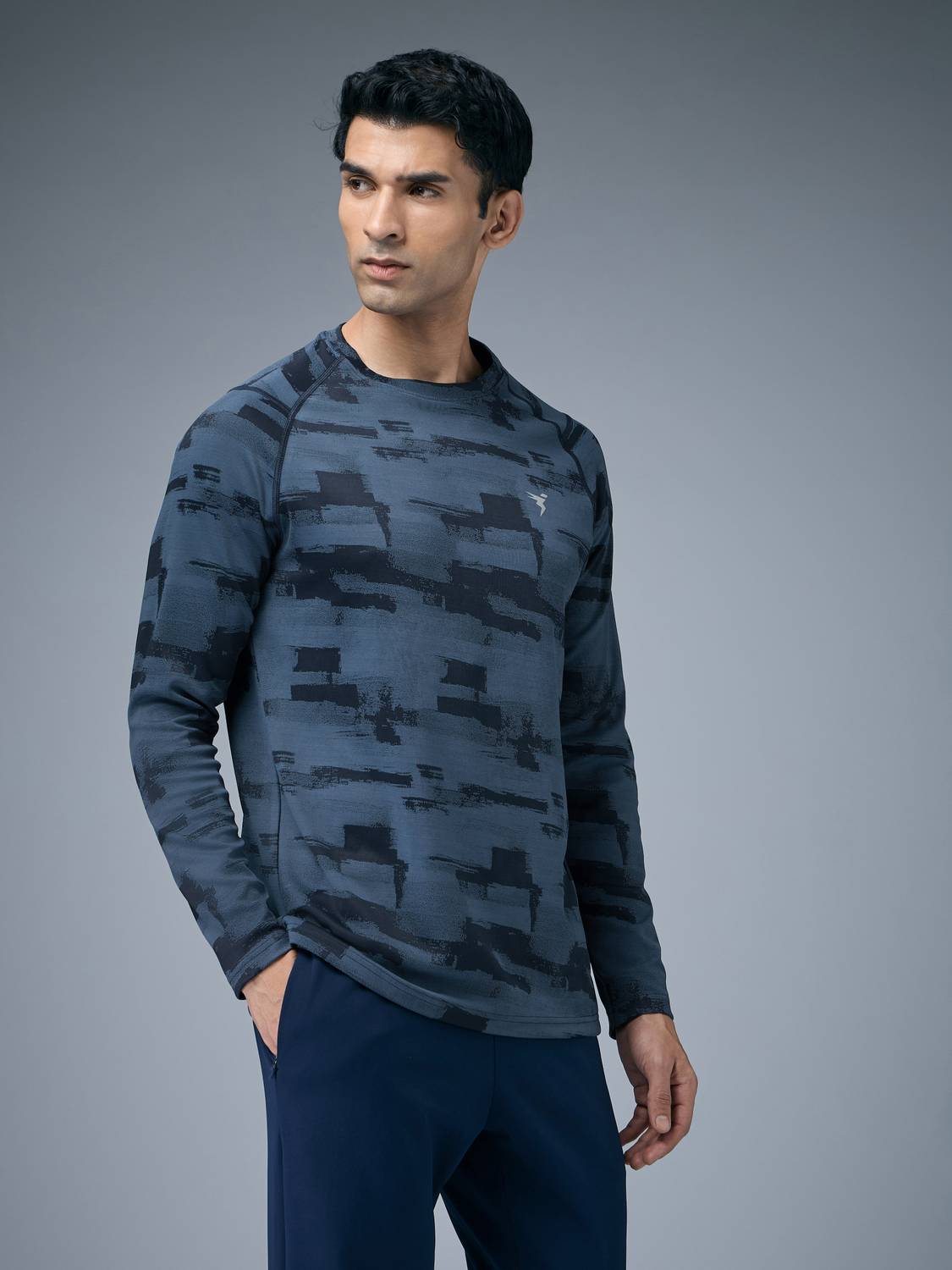 TECHNOSPORT Men Navy Blue Crew Neck T-Shirt - Image 2