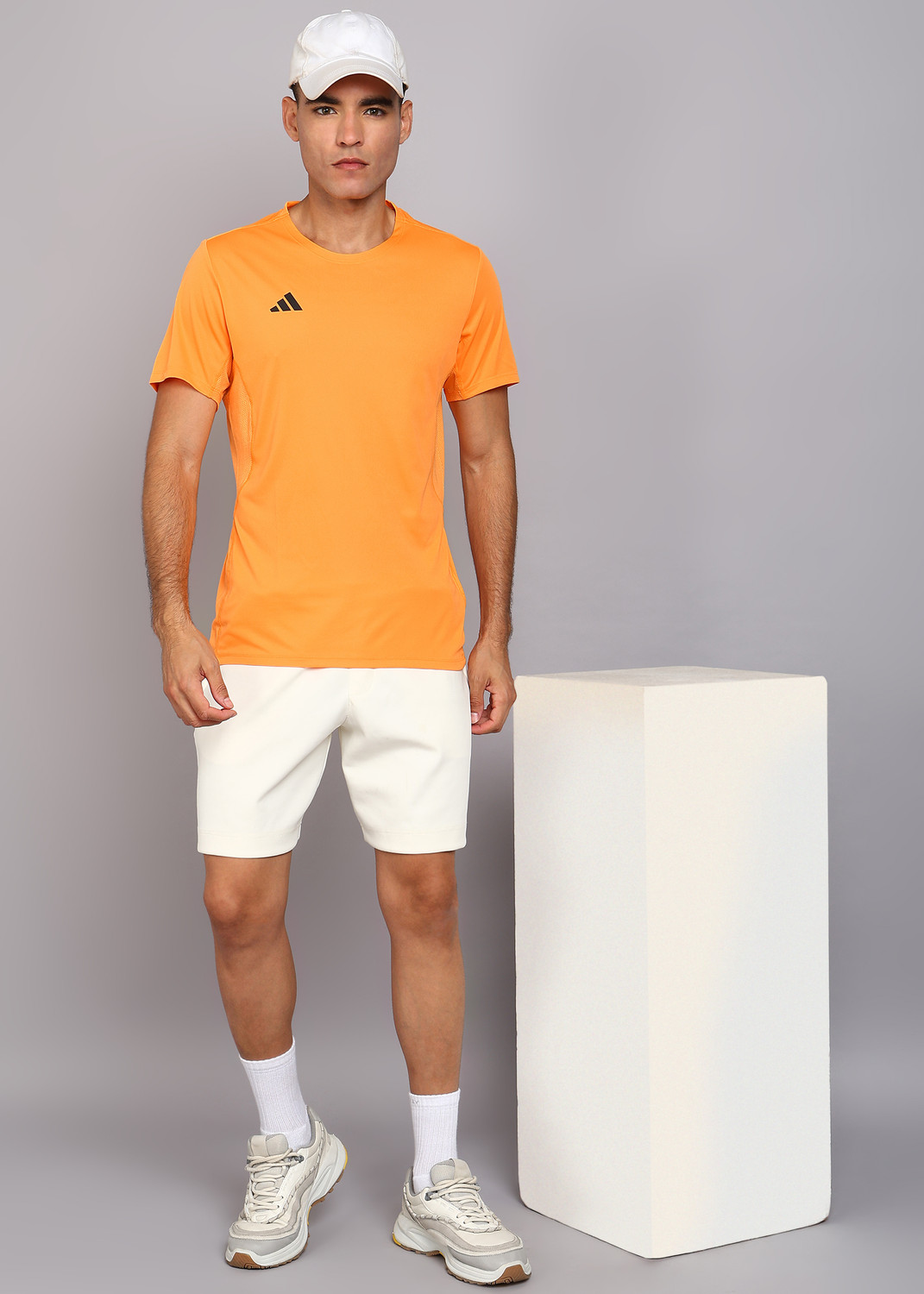 Image of ADIDAS Solid Men Crew Neck Orange T-Shirt