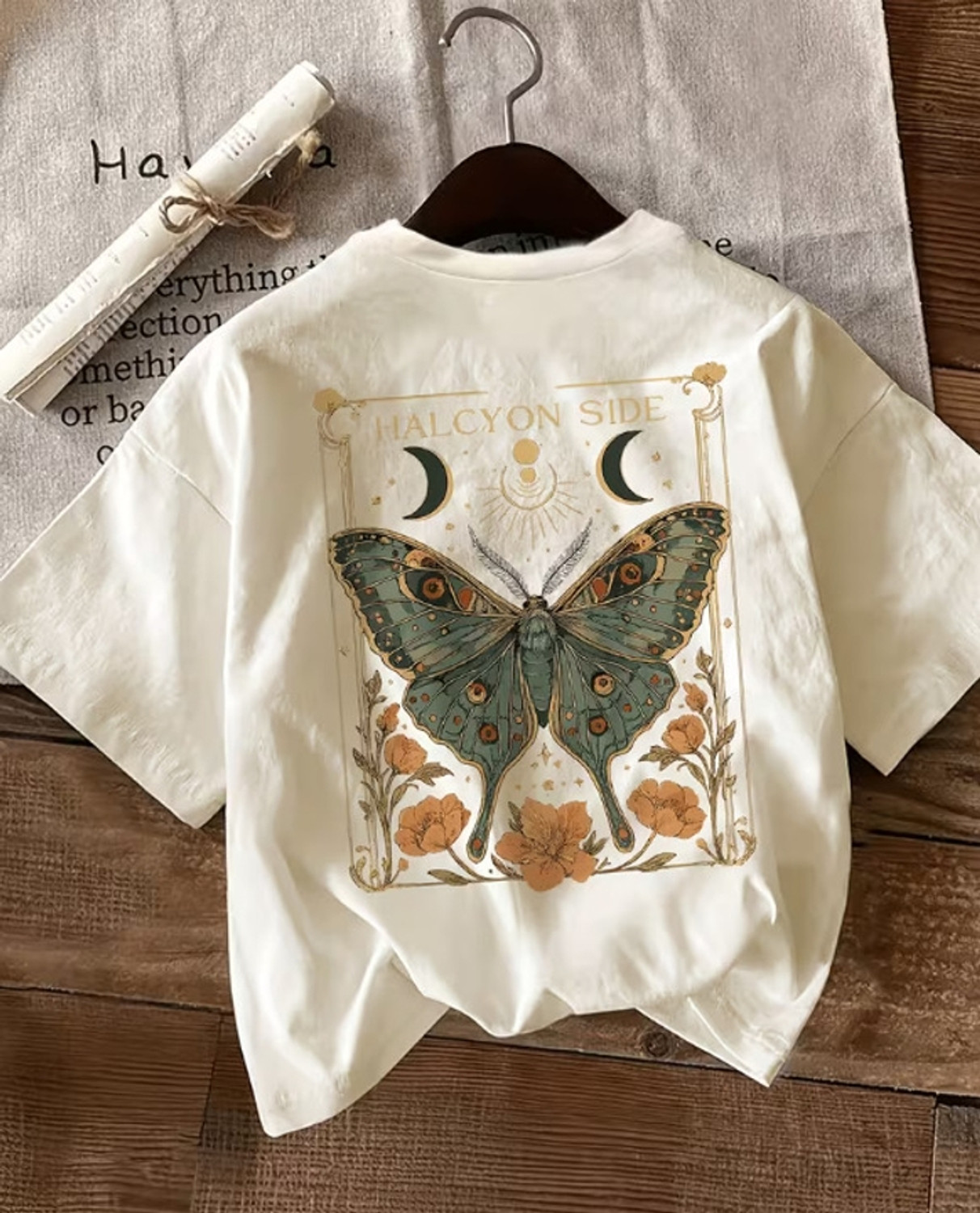 Image of Ascenzo Printed Women Round Neck Beige T-Shirt