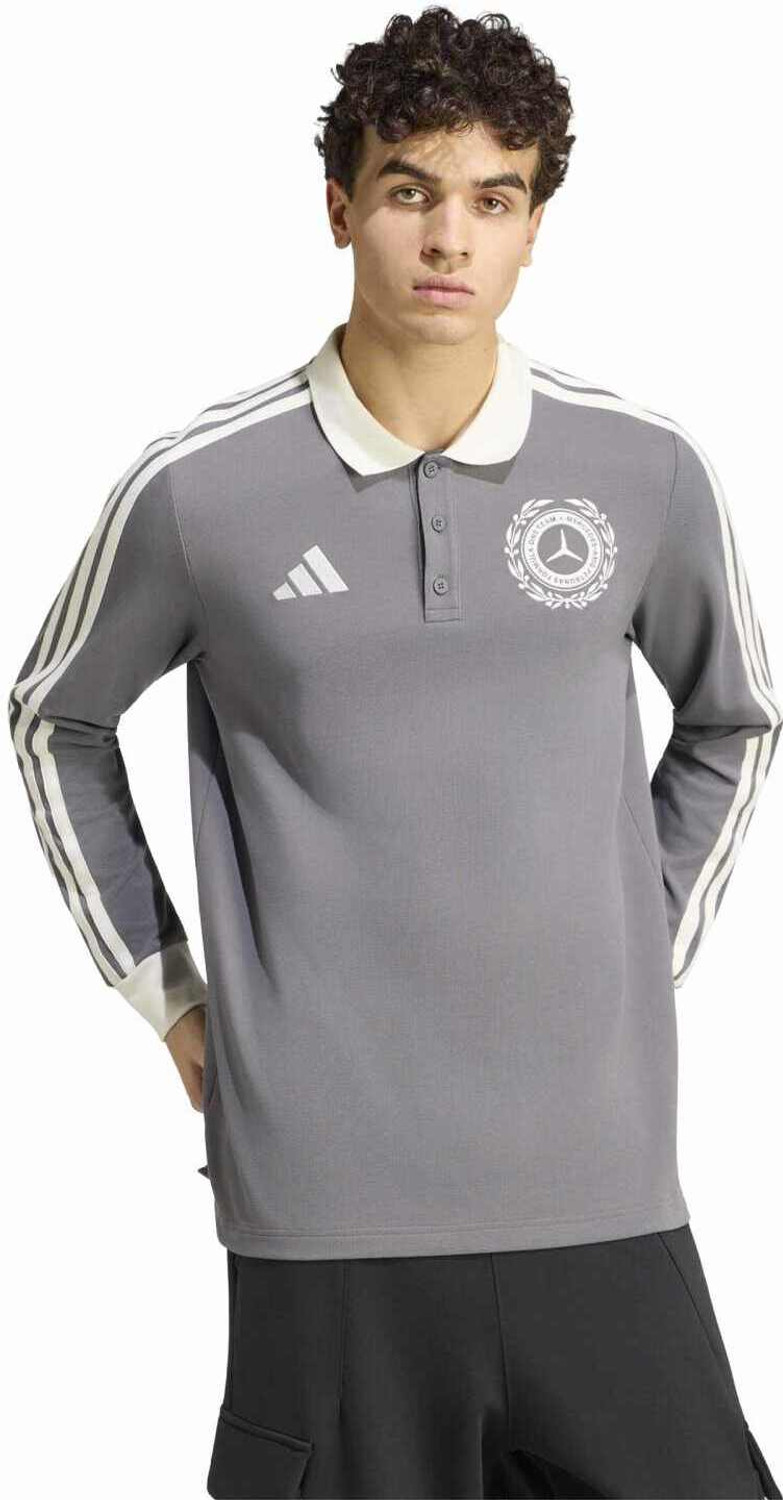 Image of ADIDAS Men Printed Polo Neck Cotton Blend Grey T-Shirt
