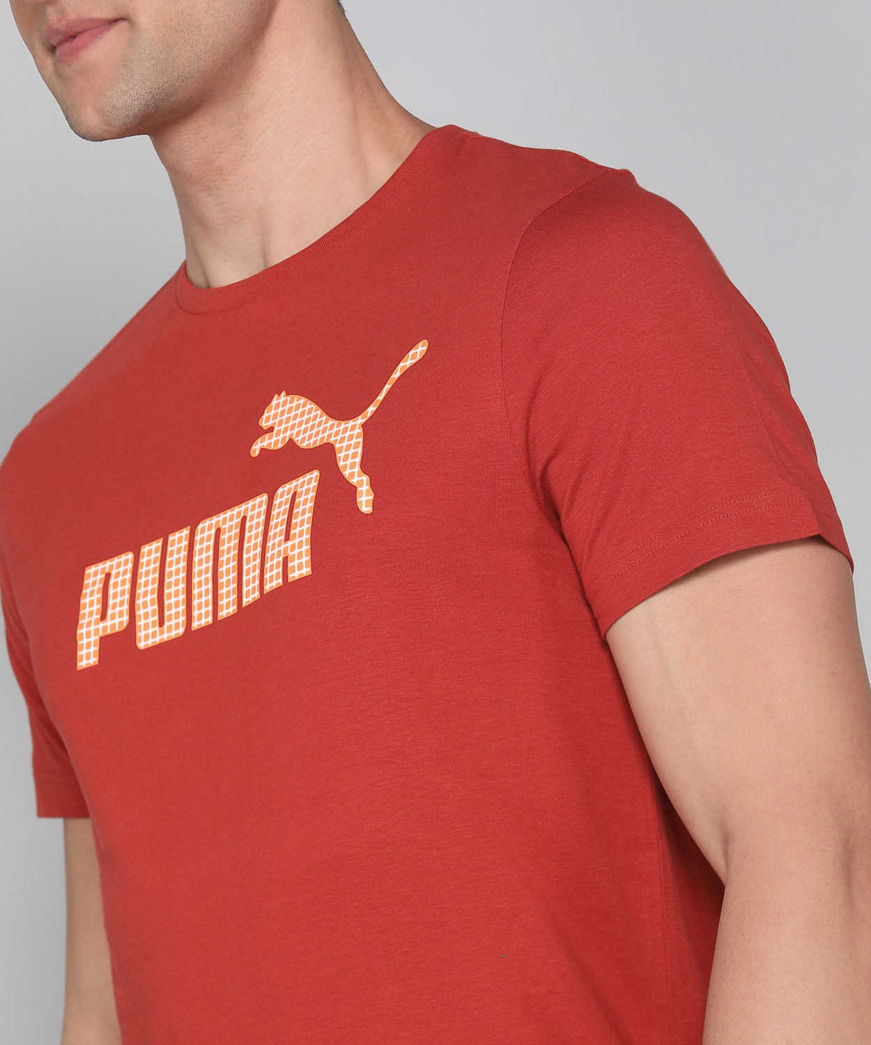 Image of PUMA Printed Men Crew Neck Red T-Shirt