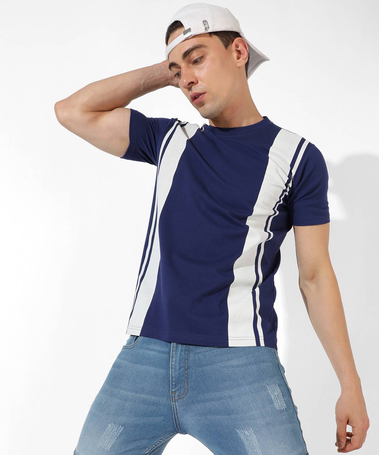 CAHOOT Solid Men Polo Neck Blue T-Shirt