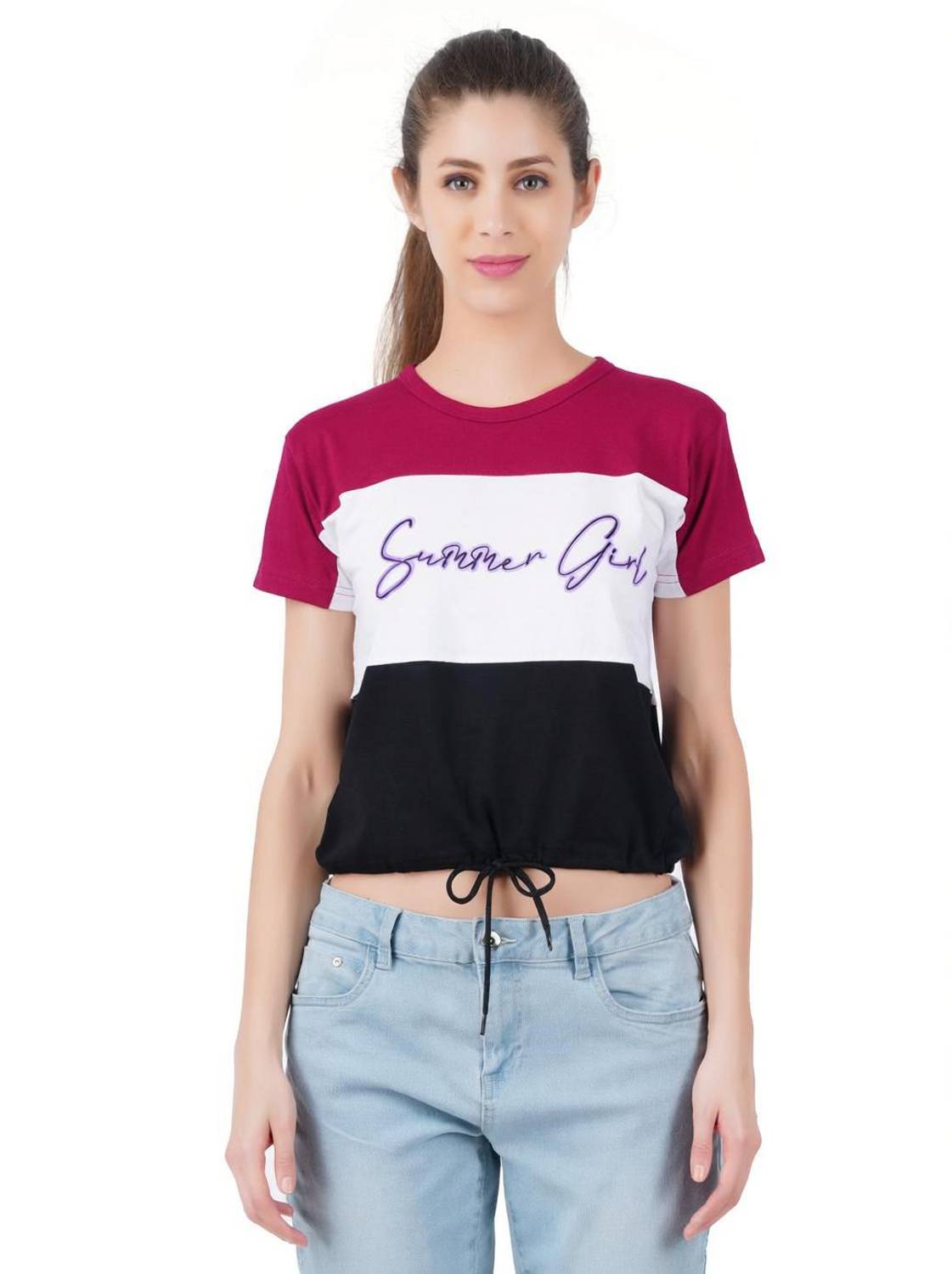BERRY STREET Typography Women Round Neck Maroon T-Shirt