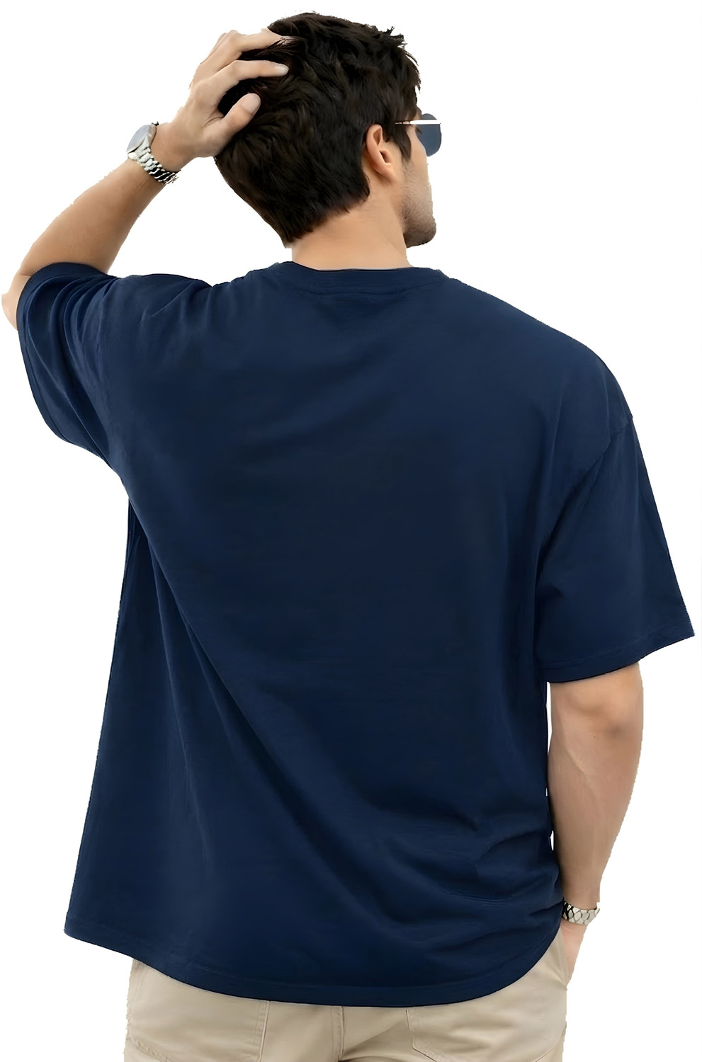 Image of RARE SHADO Printed Men Round Neck Navy Blue T-Shirt