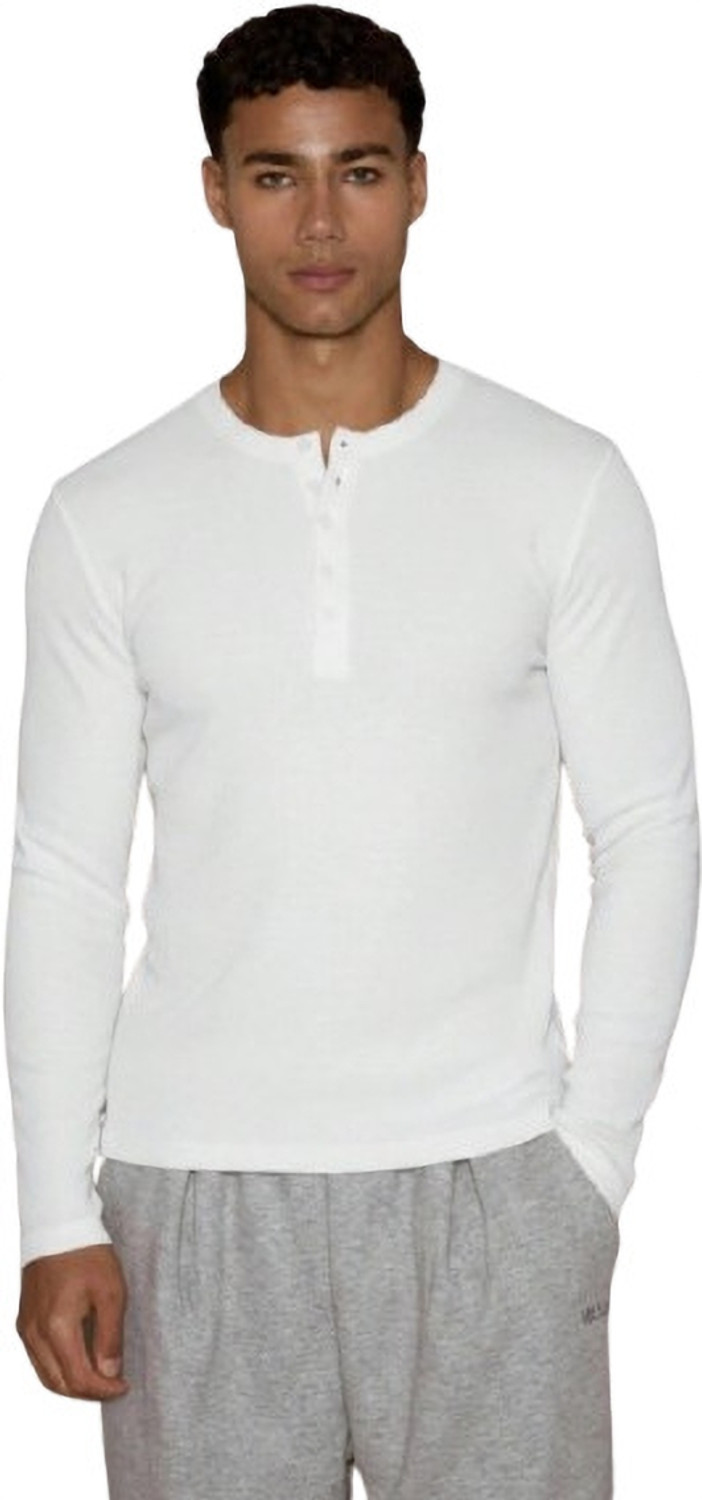 Image of The Modern Soul Solid Men Henley Neck White T-Shirt