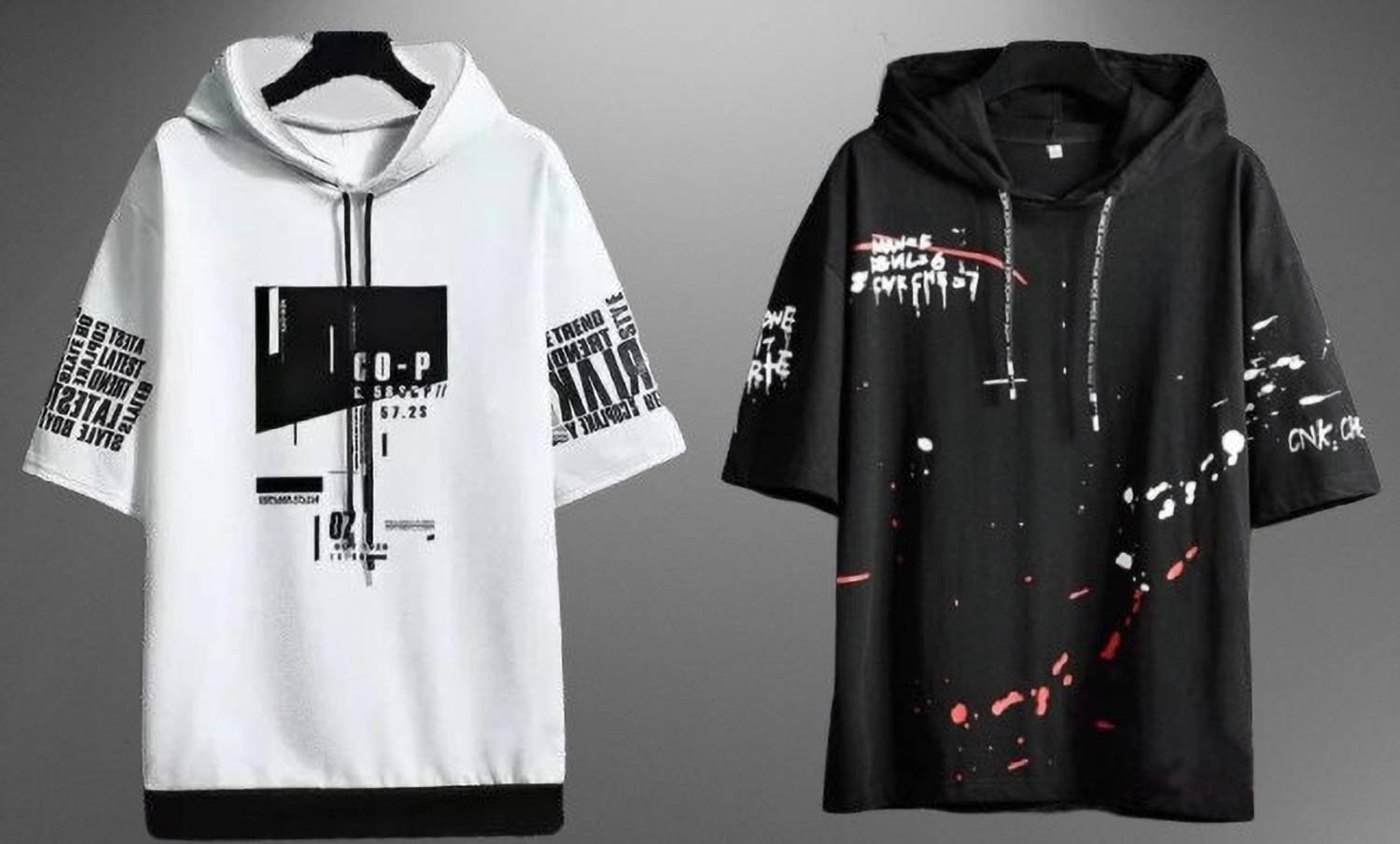 Fashion Globe Men Hooded Neck White T-Shirt Pack of 2 - Image 1