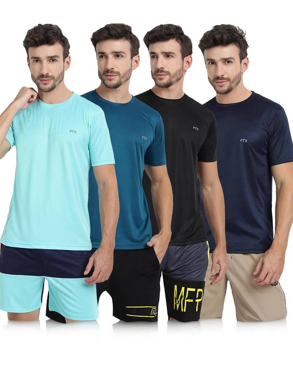 FTX Men Blue Round Neck T-Shirt Pack of 4 - Image 1