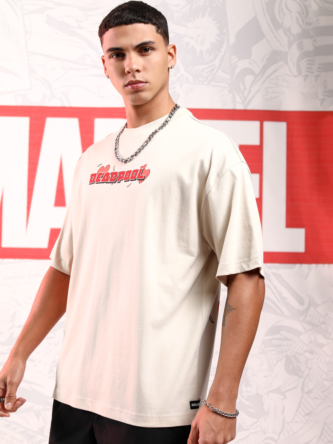 Image of HIGHLANDER Printed Men Round Neck White T-Shirt