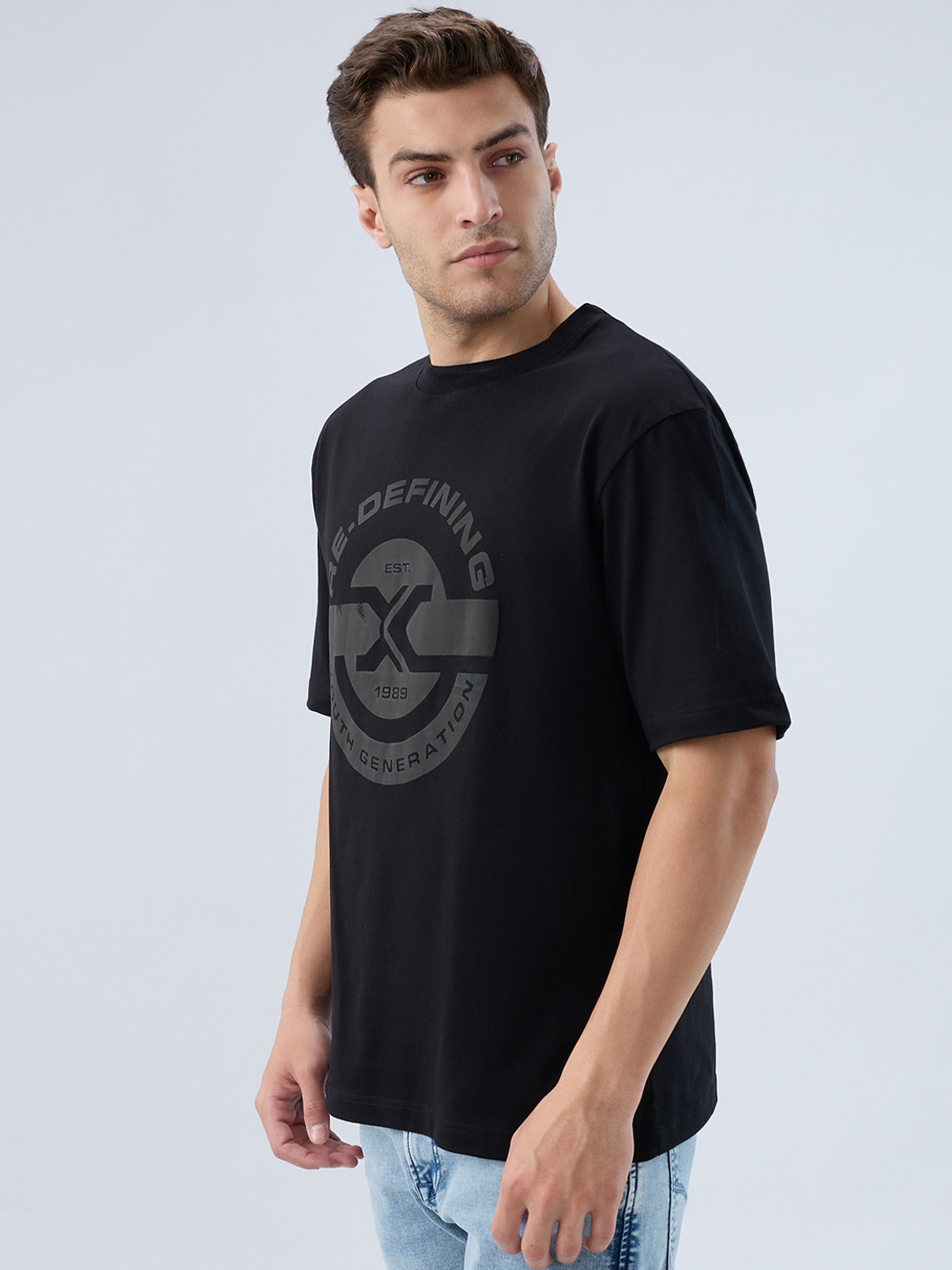 Image of KILLER Solid Men Round Neck Black T-Shirt