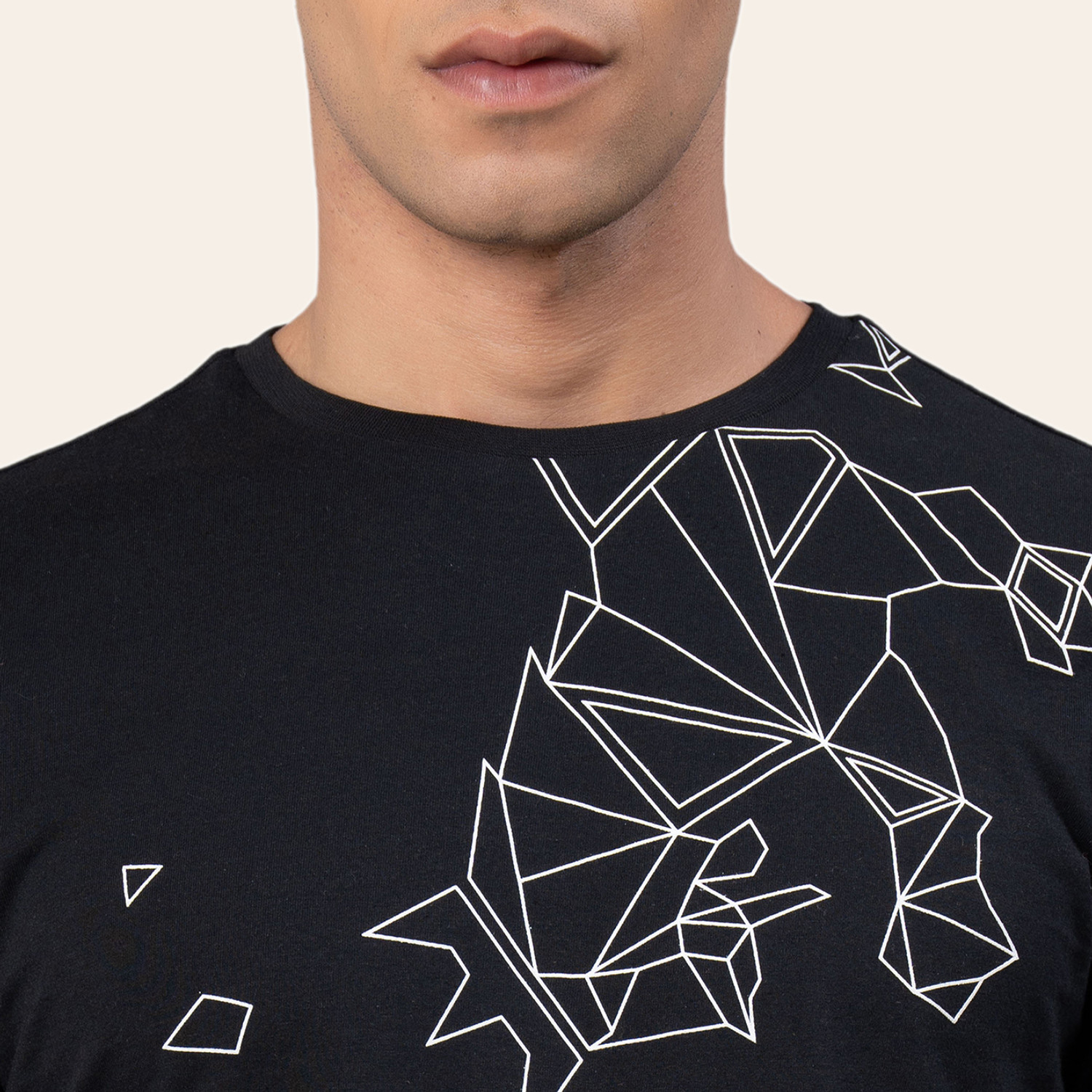 Image of RED TAPE Graphic Print Men Round Neck Black T-Shirt