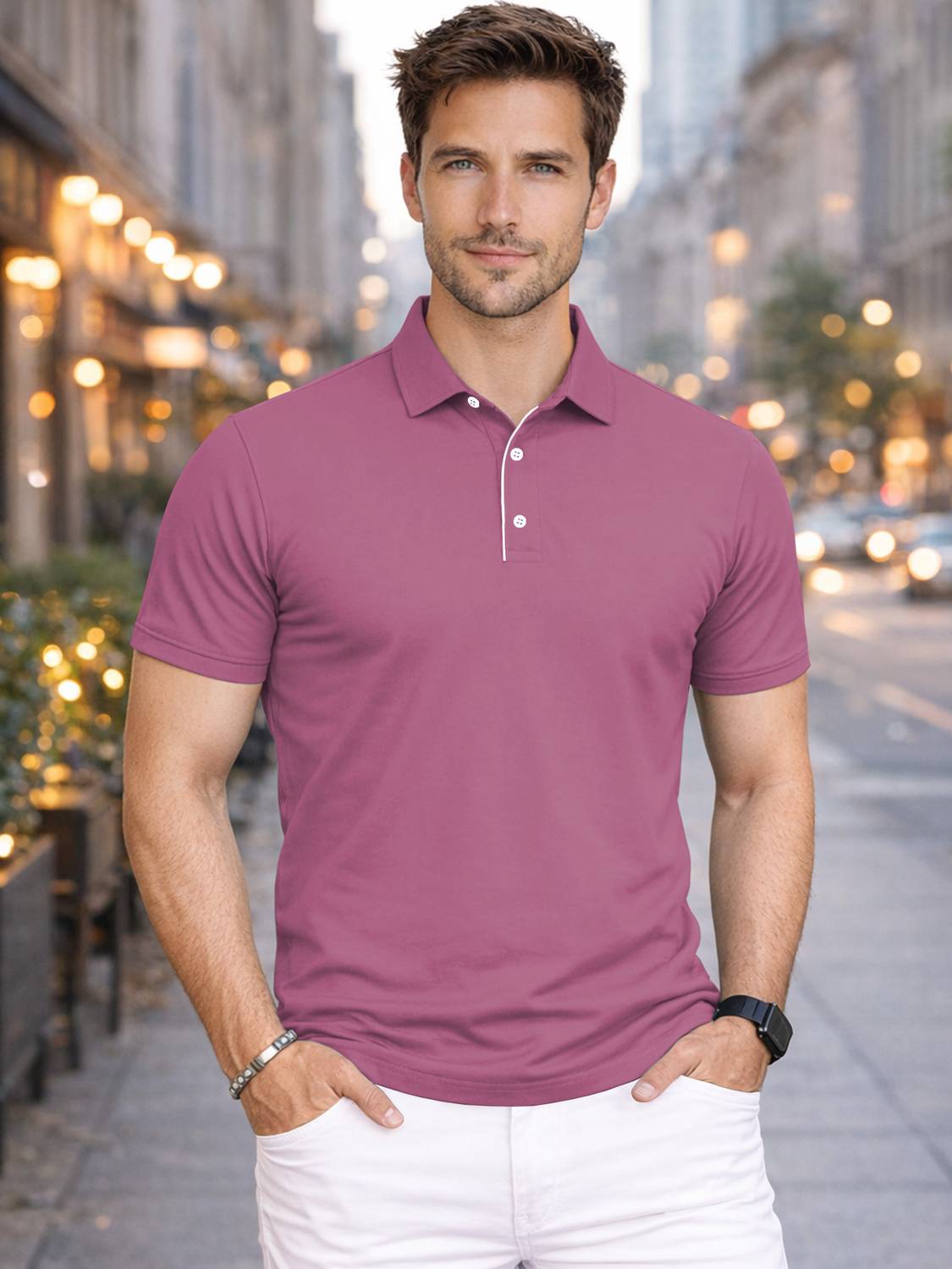 VeBNoR Men Solid Polo Neck Polyester Purple T-Shirt