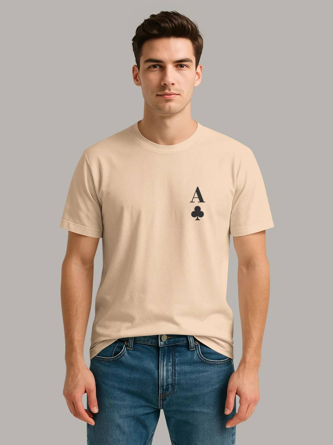 Bullmer Graphic Print Men Round Neck Beige T-Shirt