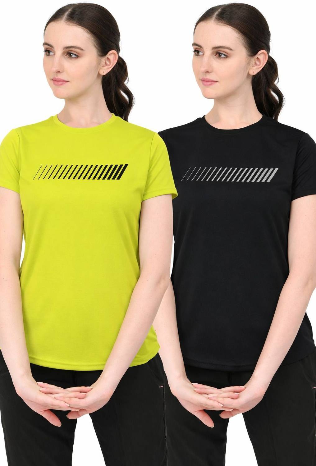 3colors Printed Women Round Neck Black, Green T-Shirt