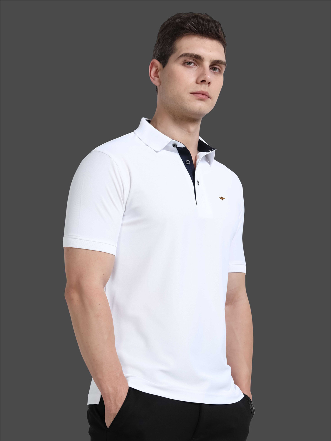 Image of Stellers Solid Men Polo Neck White T-Shirt