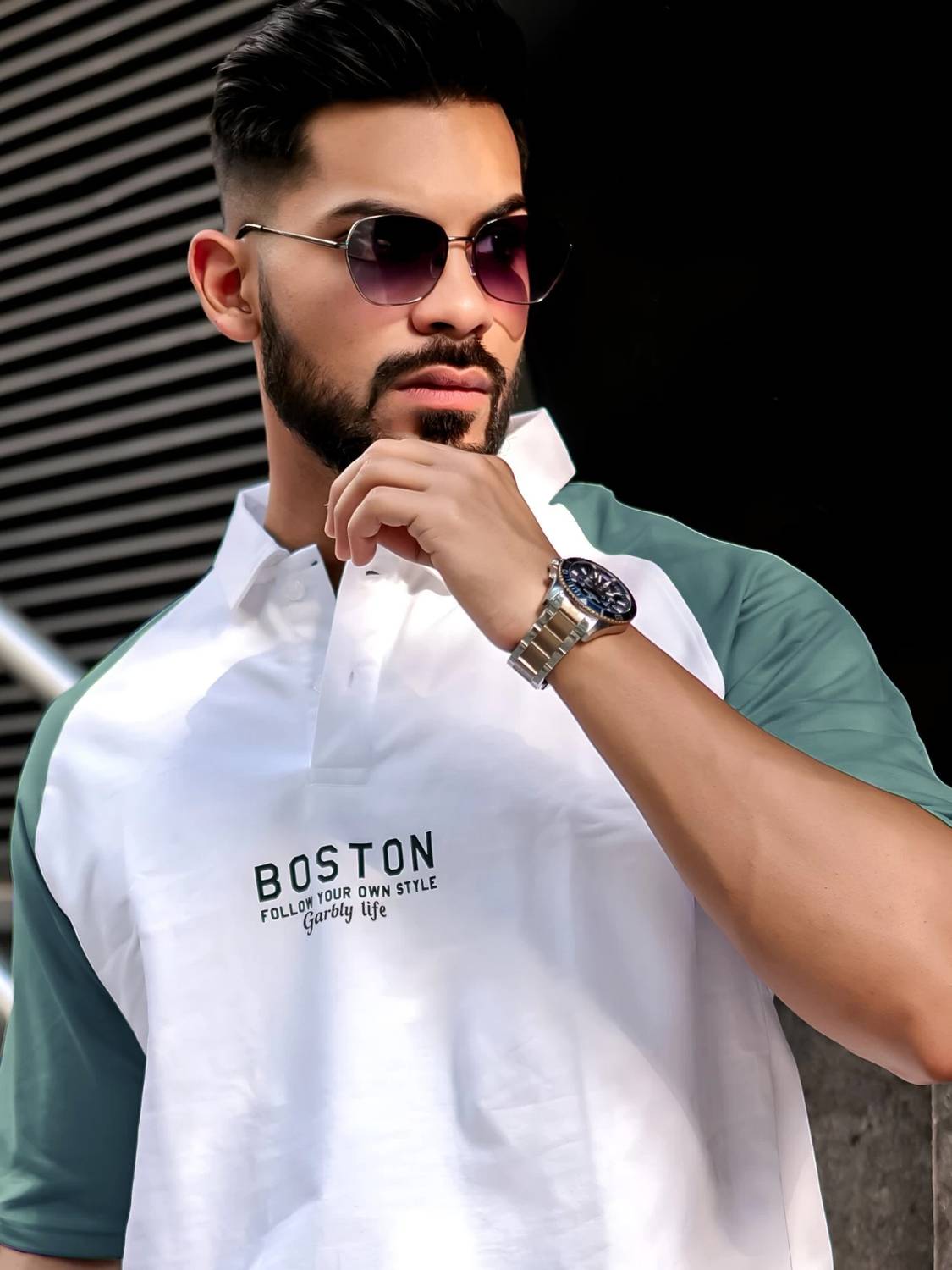 SCOWET Men Polo Neck Light Green T-Shirt - Image 3