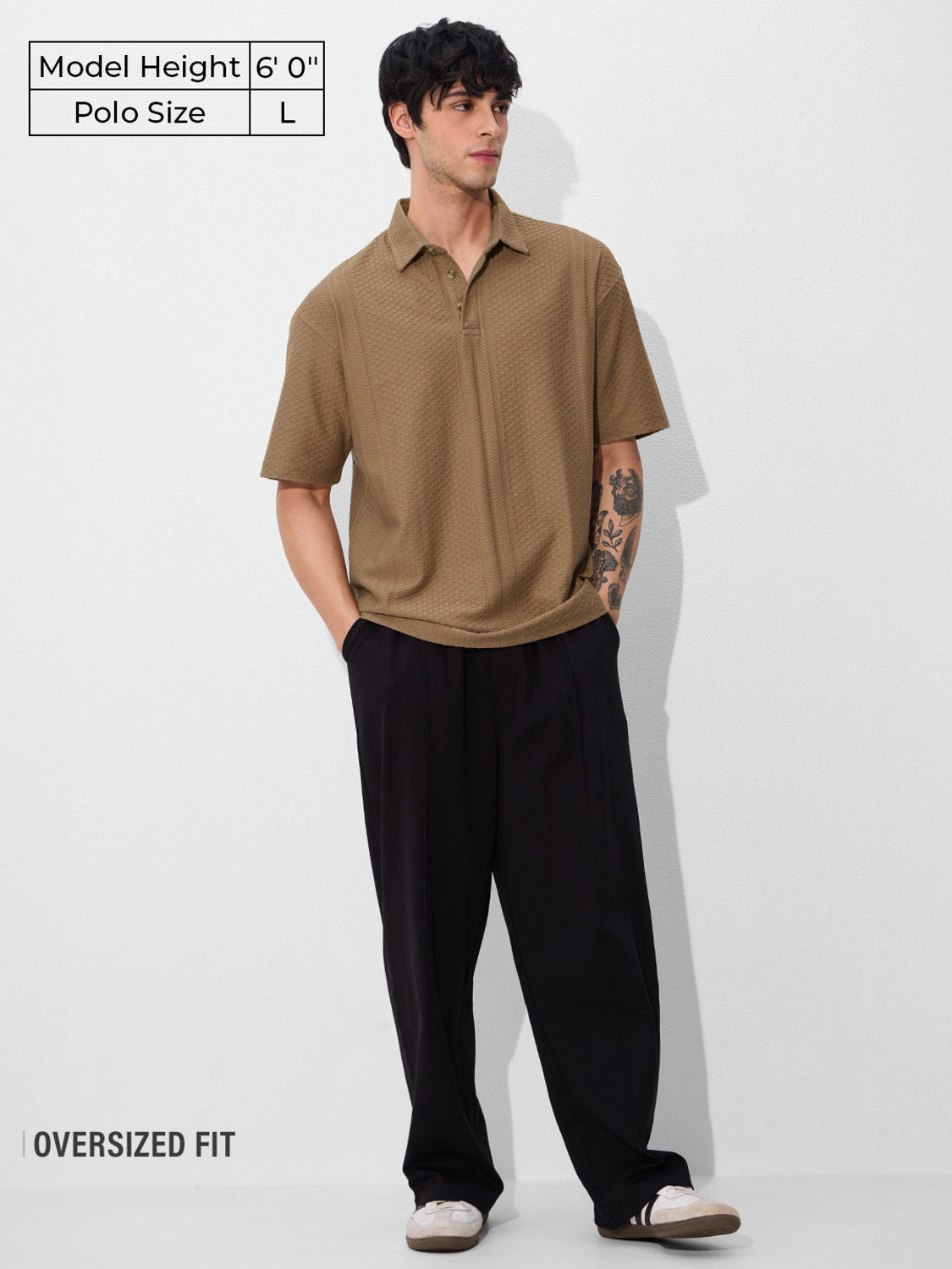 Image of The Souled Store Solid Men Polo Neck Brown T-Shirt