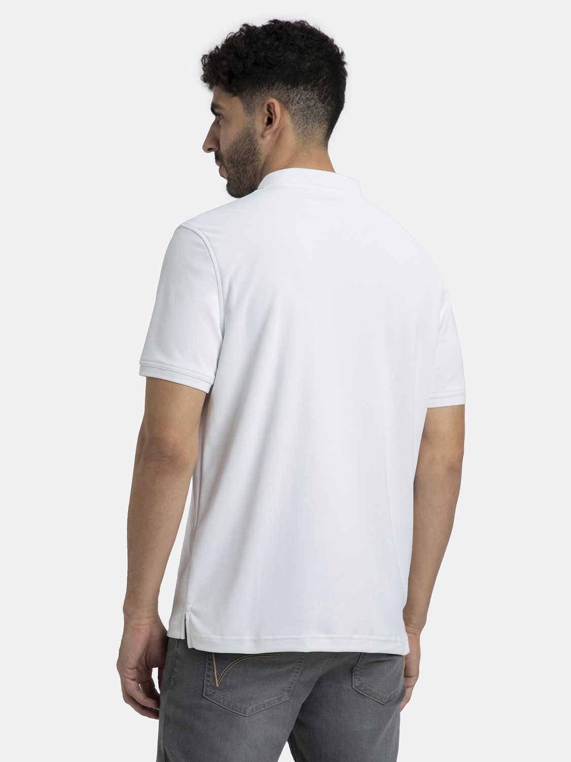Image of JOCKEY Solid Men Polo Neck White T-Shirt