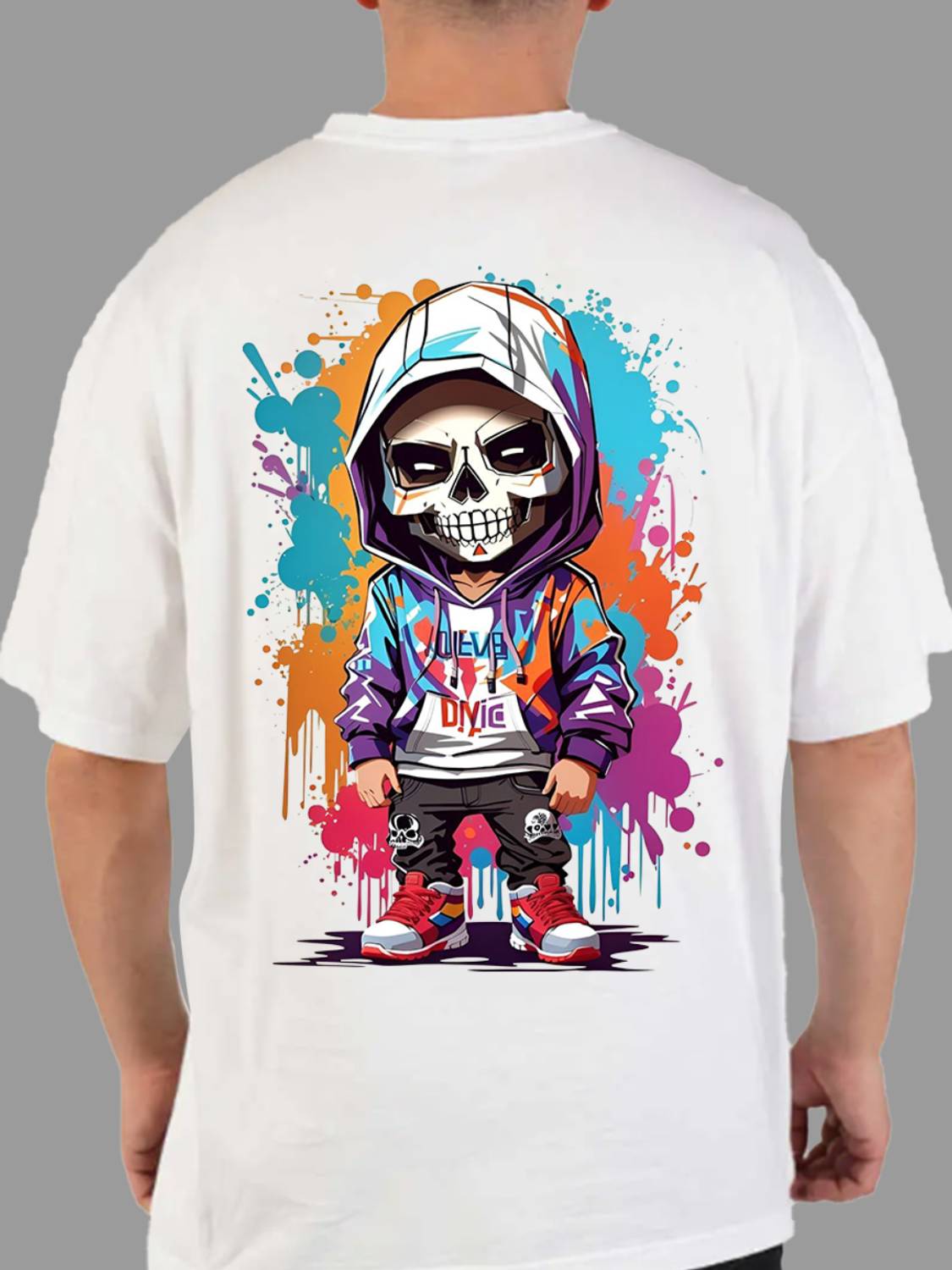 Broon Printed Men Round Neck White T-Shirt