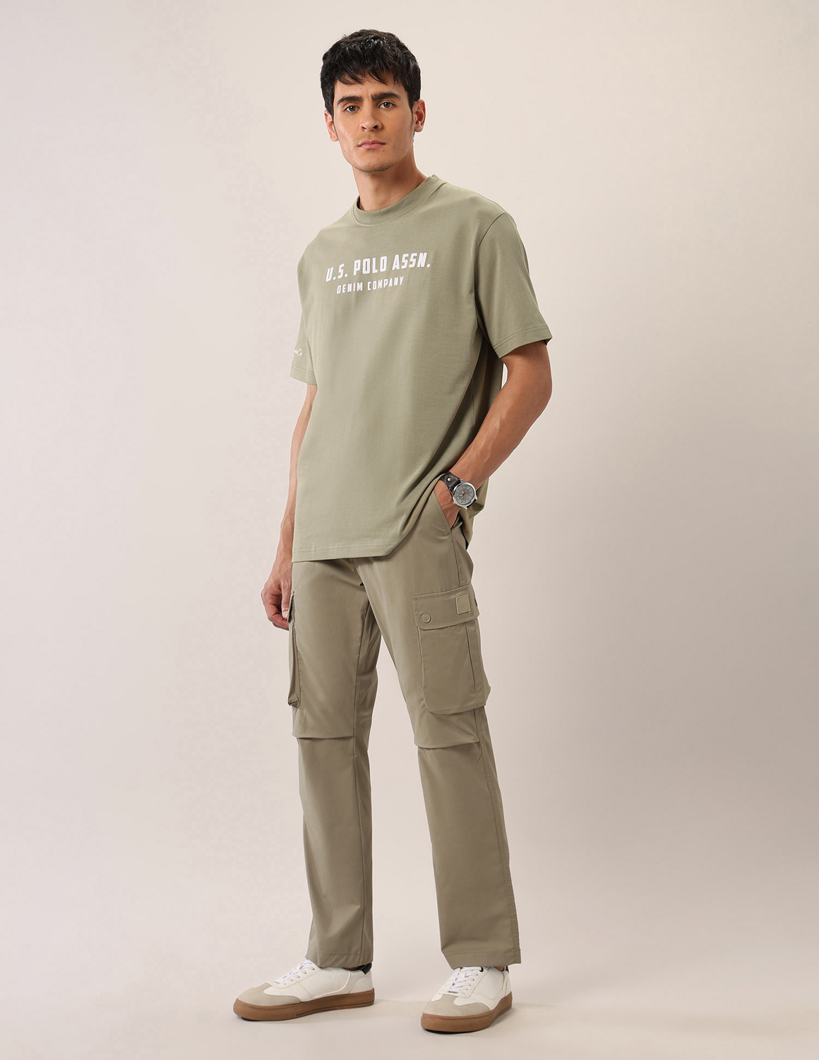 Image of U.S. Polo Assn. Denim Co. Graphic Print Men Crew Neck Green T-Shirt