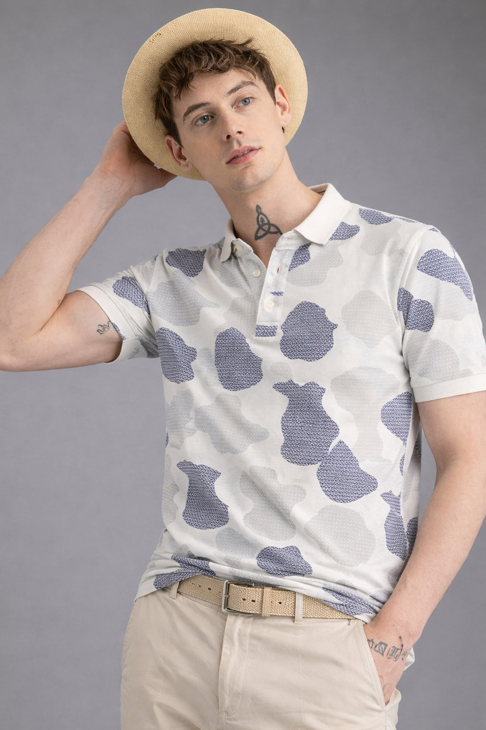 Image of CELLUX Abstract Men Polo Neck Multicolor T-Shirt