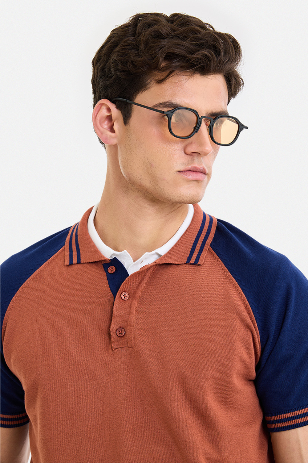 Image of Snitch Colorblock Men Polo Neck Orange T-Shirt
