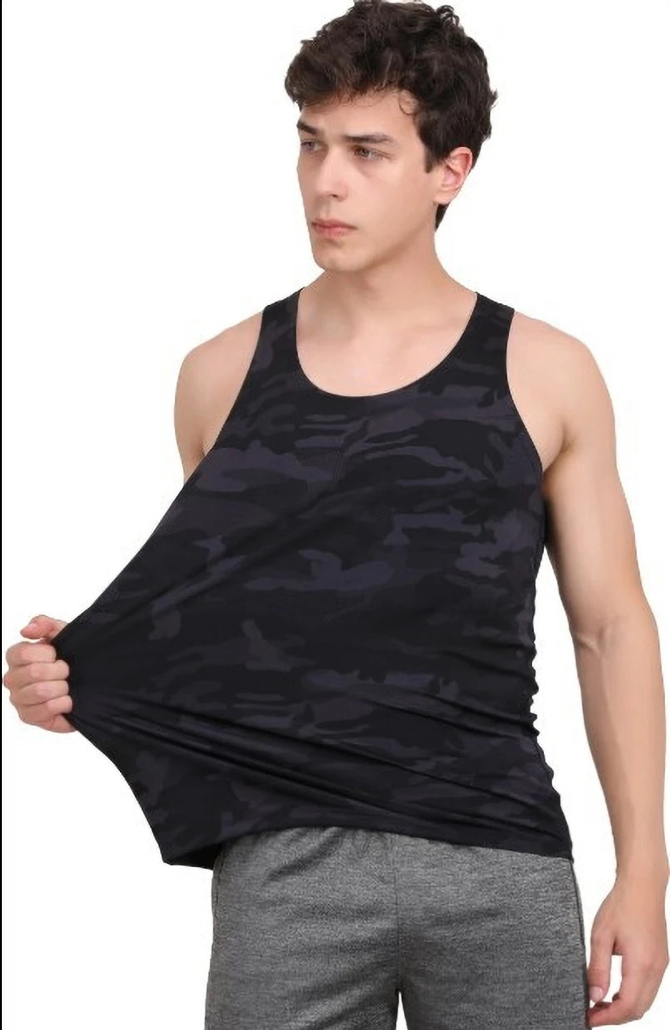 Image of NINQ Solid, Printed Men Round Neck Dark Blue T-Shirt