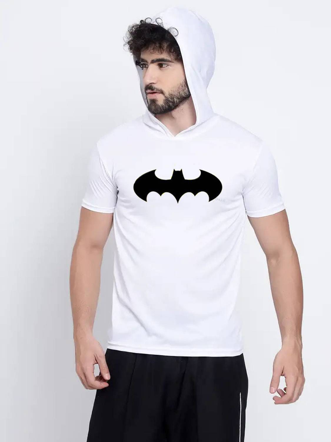Adabsha Printed Men Hooded Neck White T-Shirt