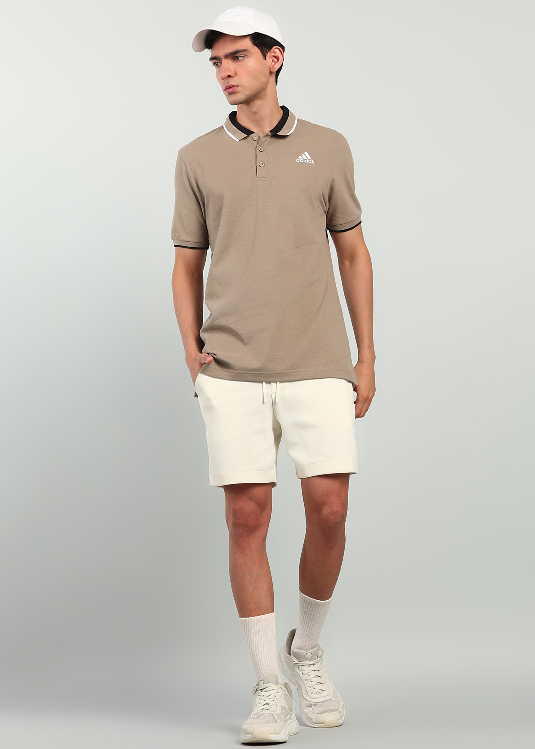 Image of ADIDAS Solid Men Polo Neck Green T-Shirt