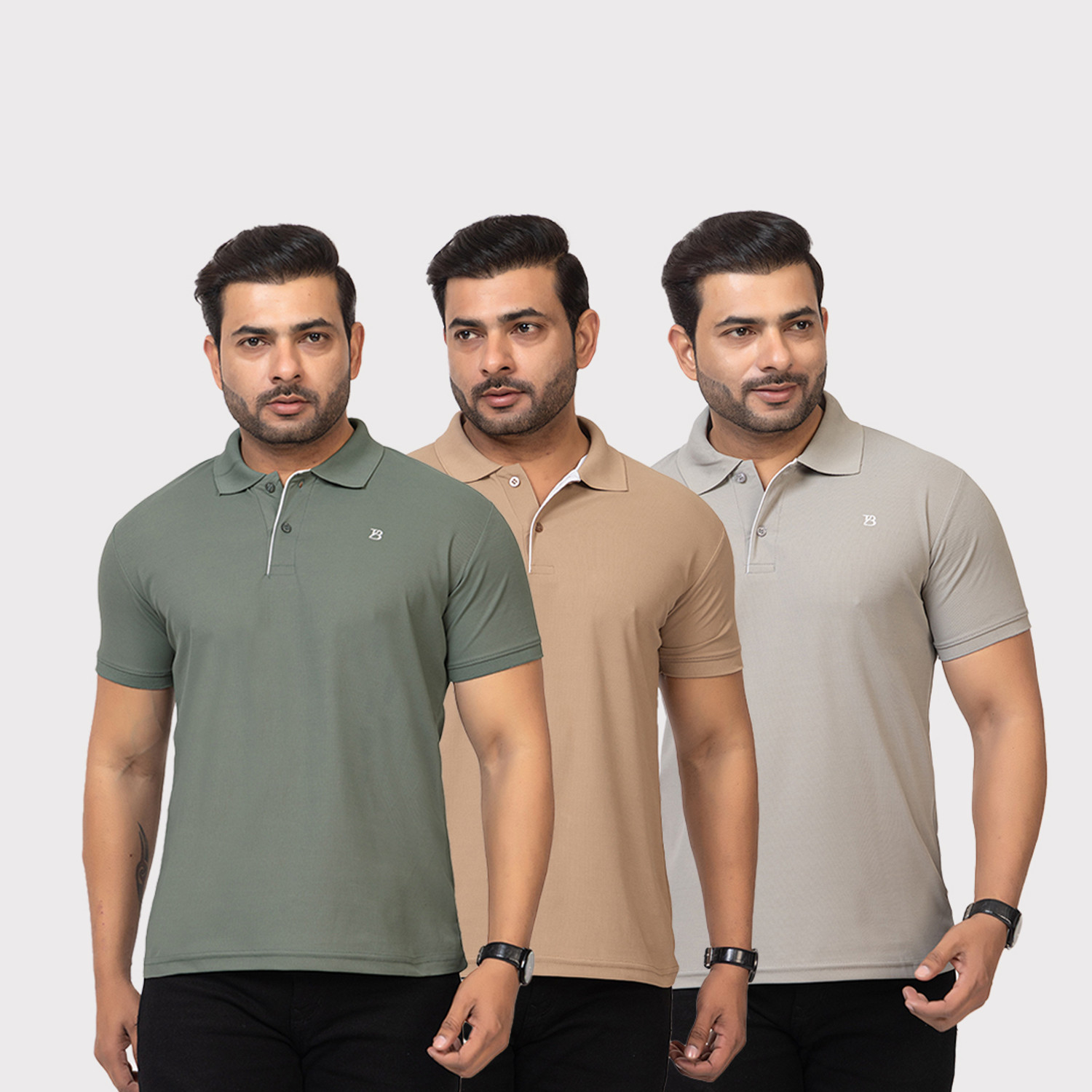 TWEUNBOY Solid Men Polo Neck Multicolor T-Shirt