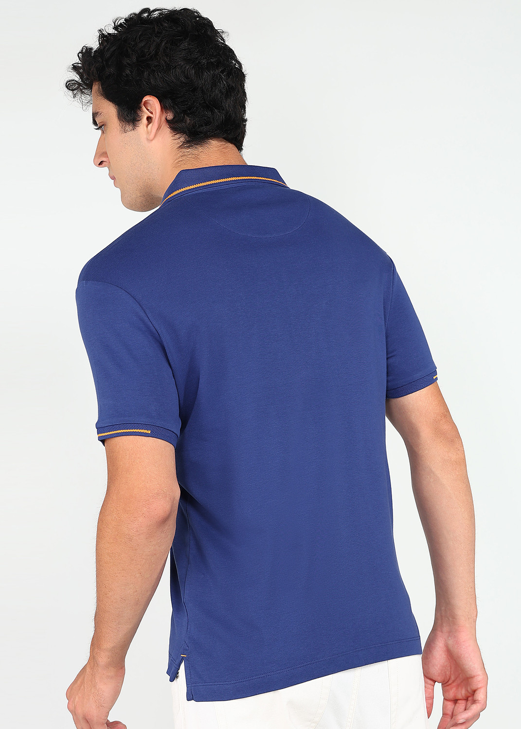 Image of BEING HUMAN Solid Men Polo Neck Blue T-Shirt