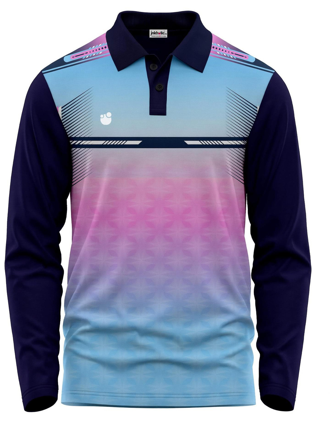 Image of inkholic Printed Men Polo Neck Navy Blue T-Shirt