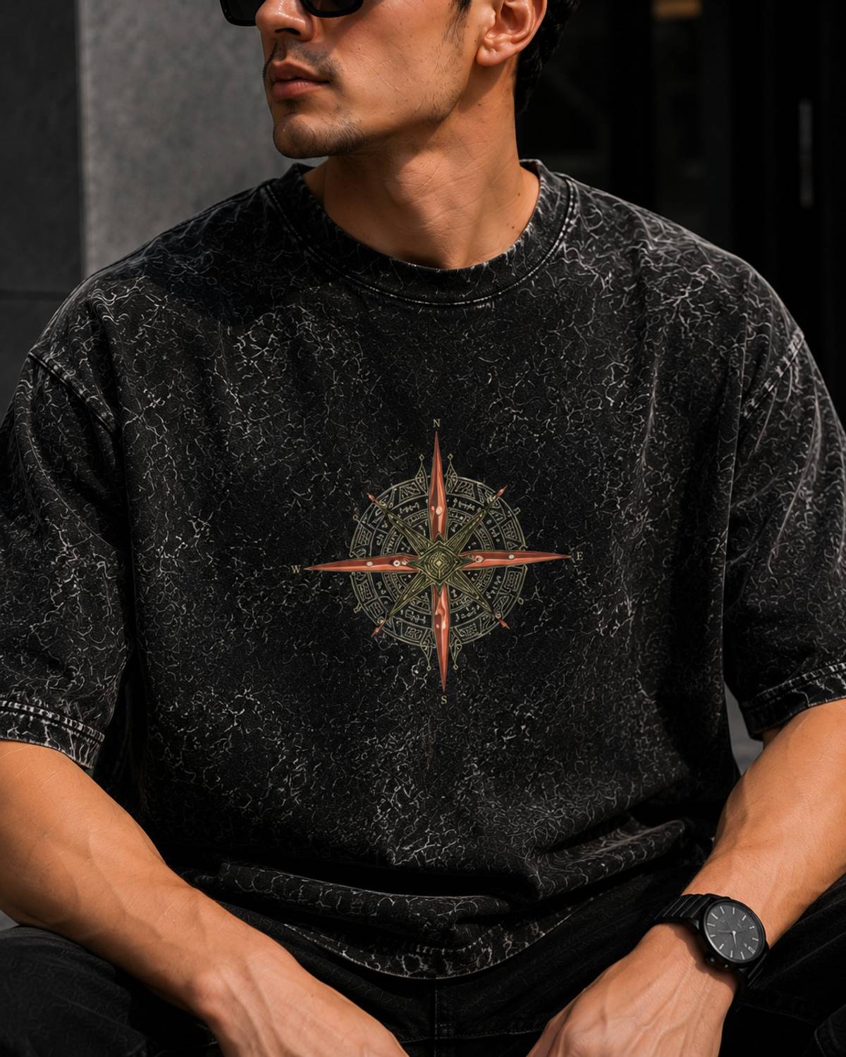 Rivento Graphic Print Black T-Shirt - Image 5