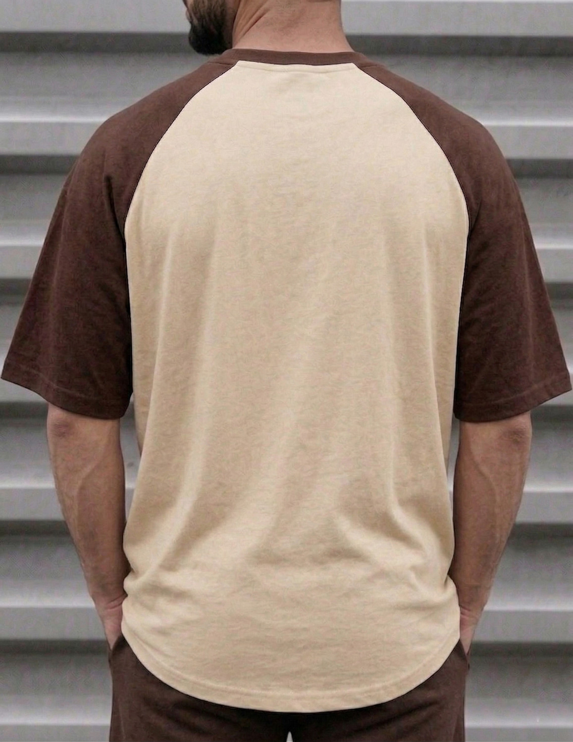 Image of TB Blue Men Printed Round Neck Pure Cotton Beige, Brown T-Shirt