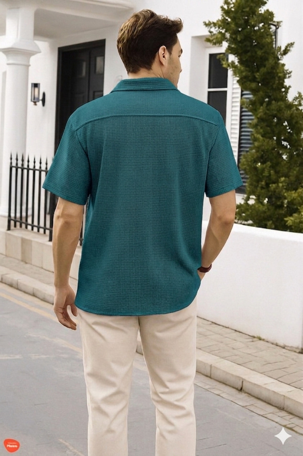 Image of ColorChakra Self Design Men Polo Neck Dark Green T-Shirt