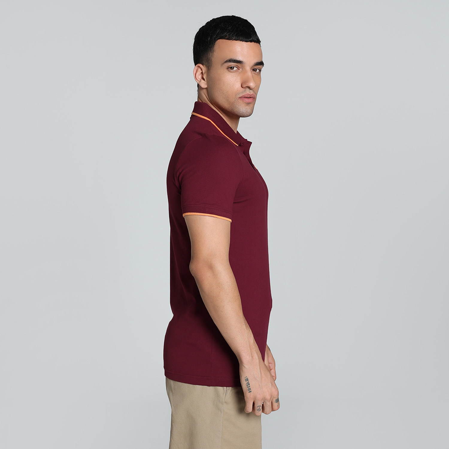 Image of PUMA Solid Men Polo Neck Red T-Shirt