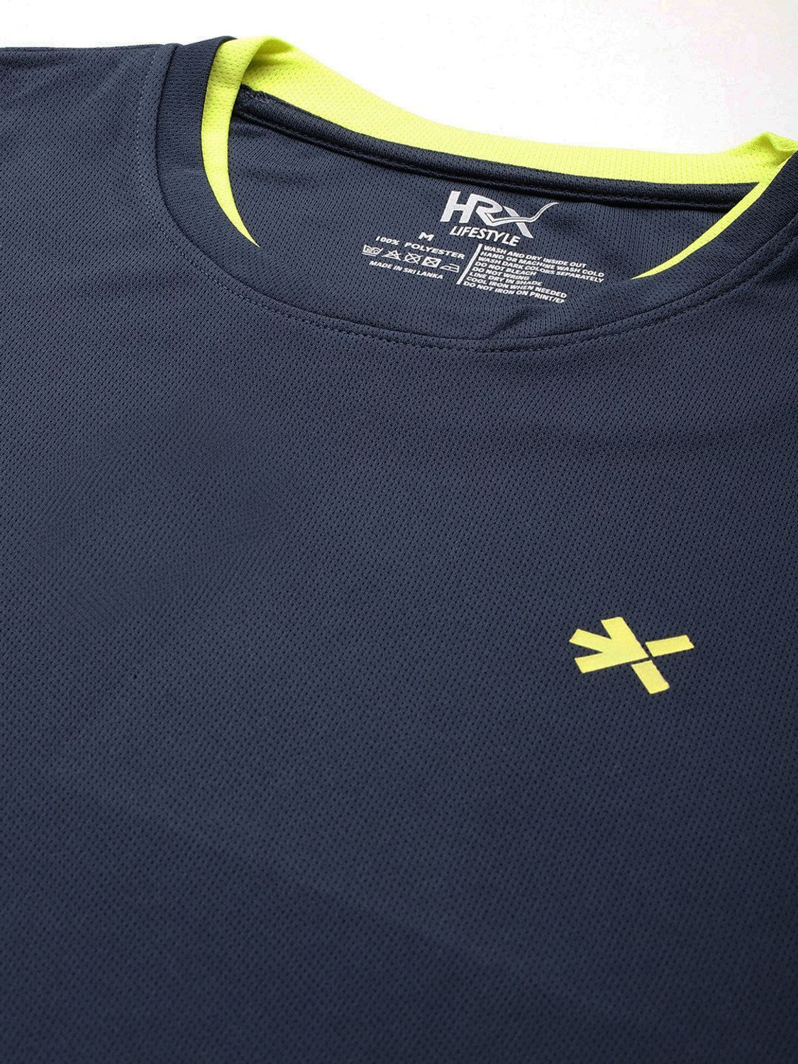 Image of HRX by Hrithik Roshan Solid Men Round Neck Navy Blue T-Shirt