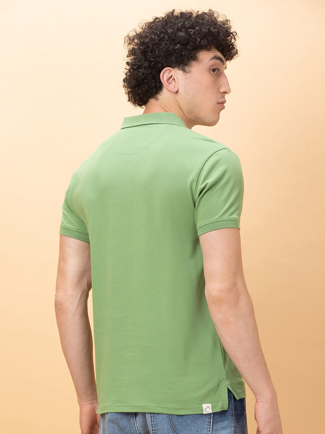 Image of BEING HUMAN Solid Men Polo Neck Green T-Shirt