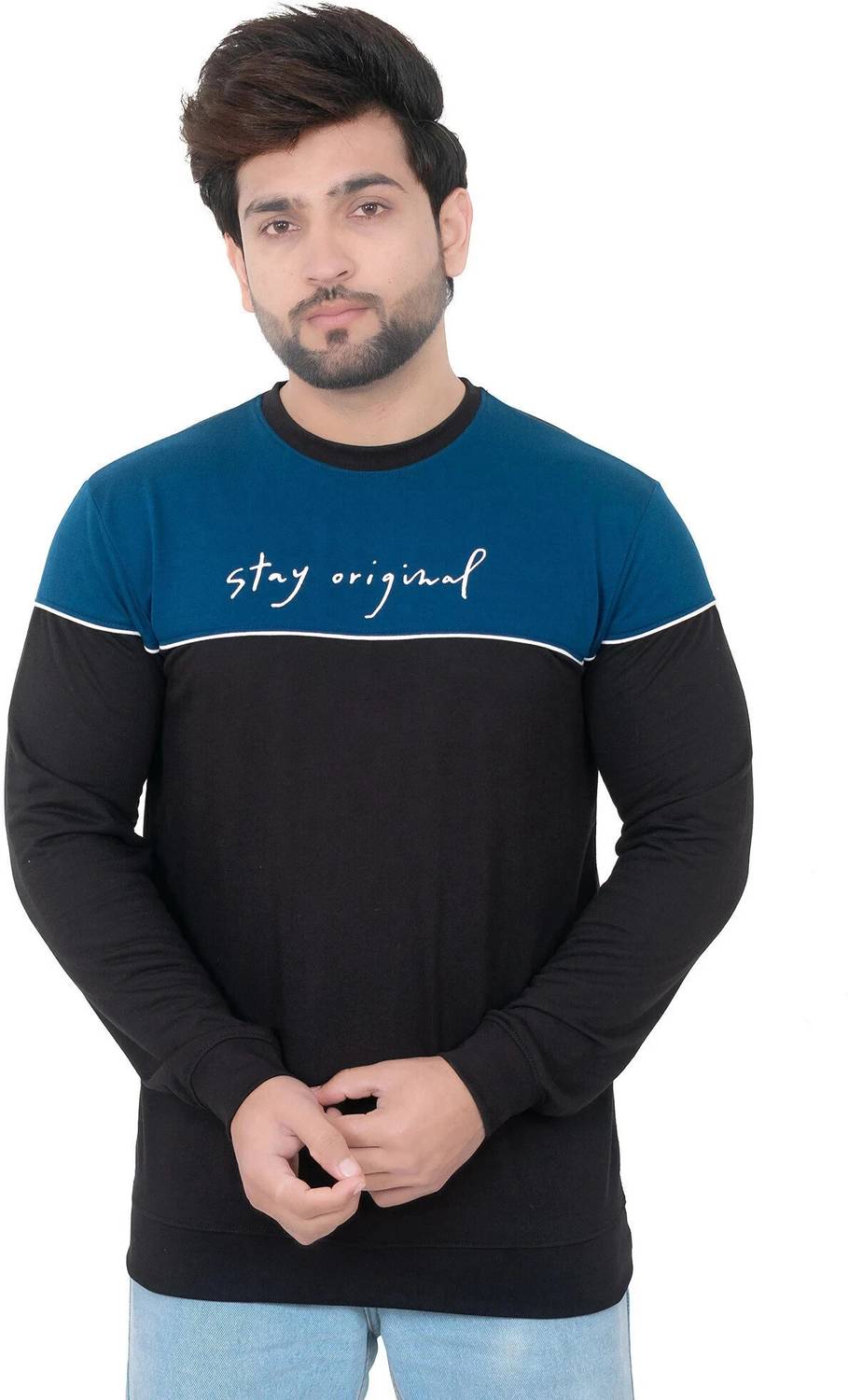 E-MAX Men Printed Round Neck Polyester Black T-Shirt