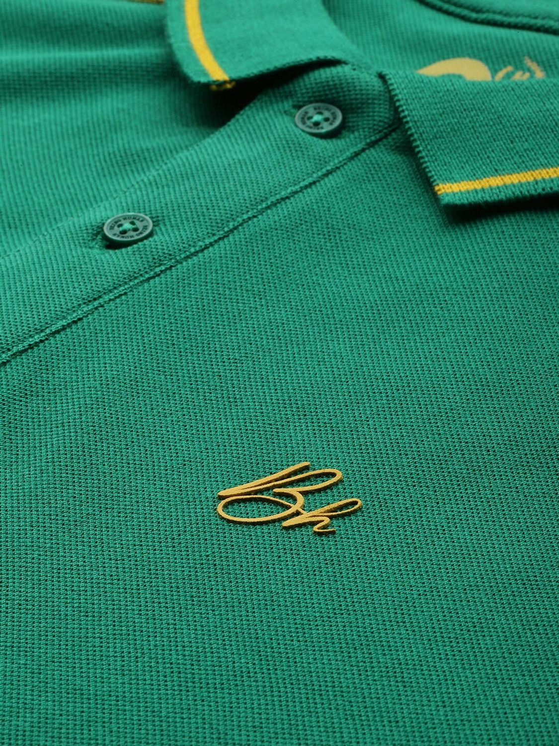 Image of BEING HUMAN Solid Men Polo Neck Green T-Shirt