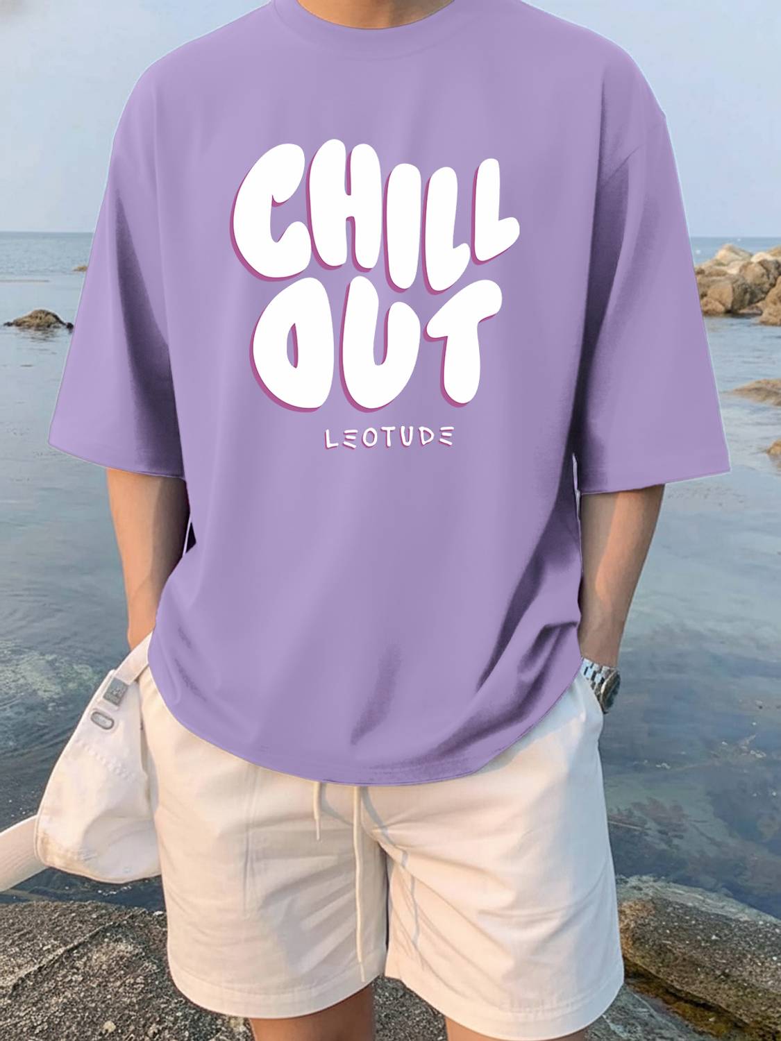 Leotude Purple Printed Round Neck T-Shirt - Image 1