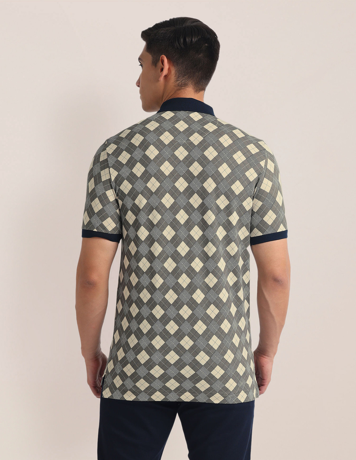 Image of U.S. POLO ASSN. Printed Men Polo Neck Beige T-Shirt