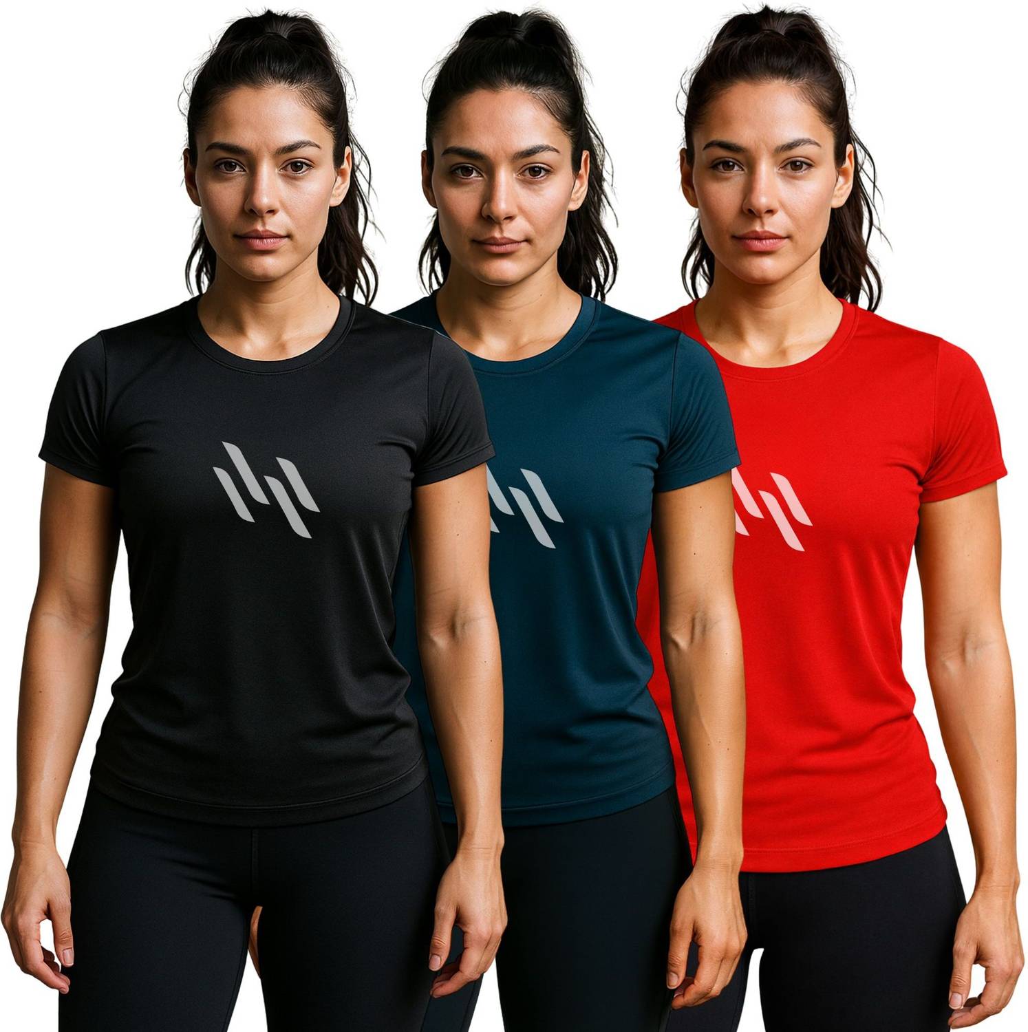 3colors Printed Women Round Neck Black, Blue, Red T-Shirt