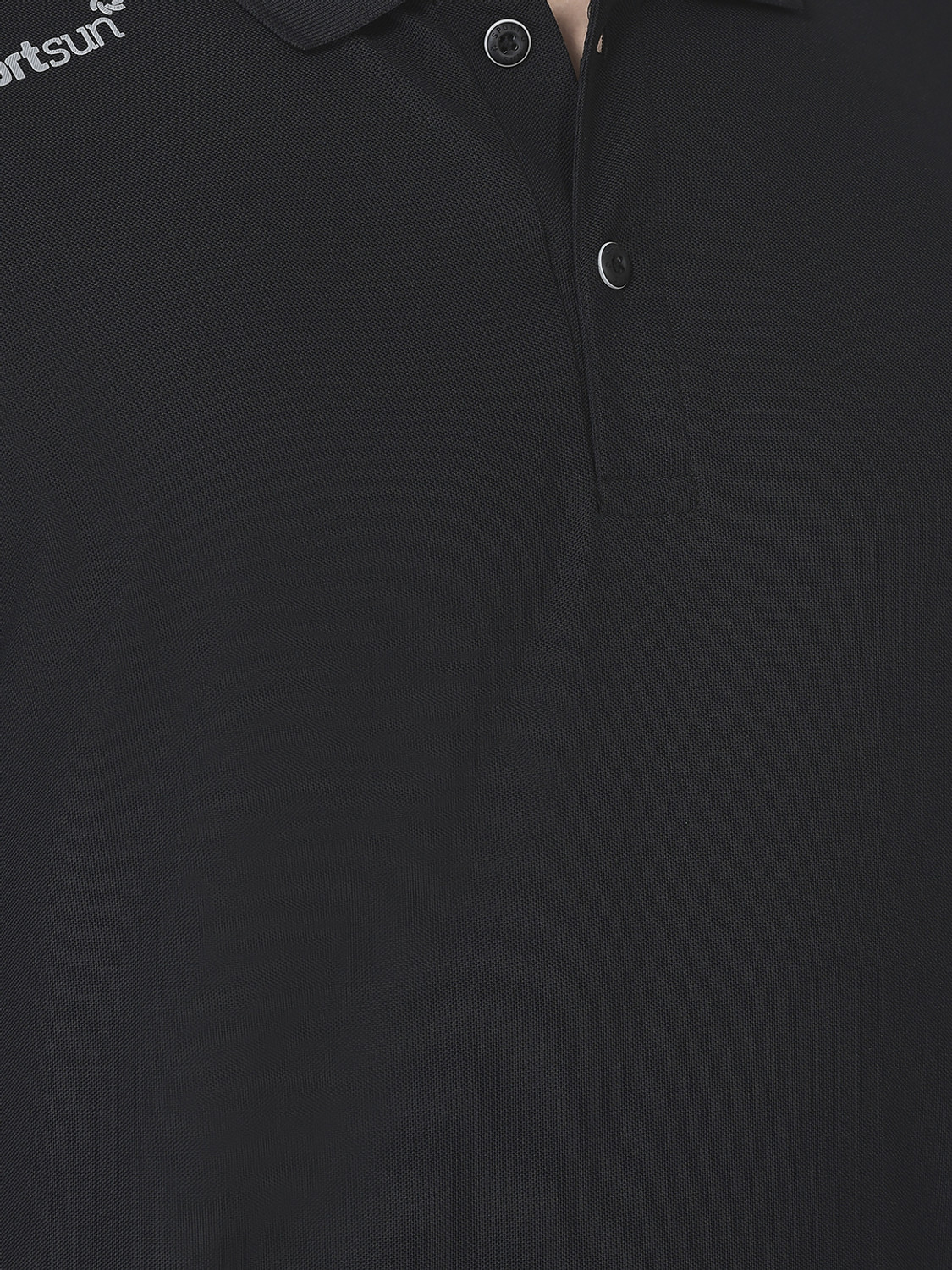 Image of Sport Sun Solid Men Polo Neck Black T-Shirt