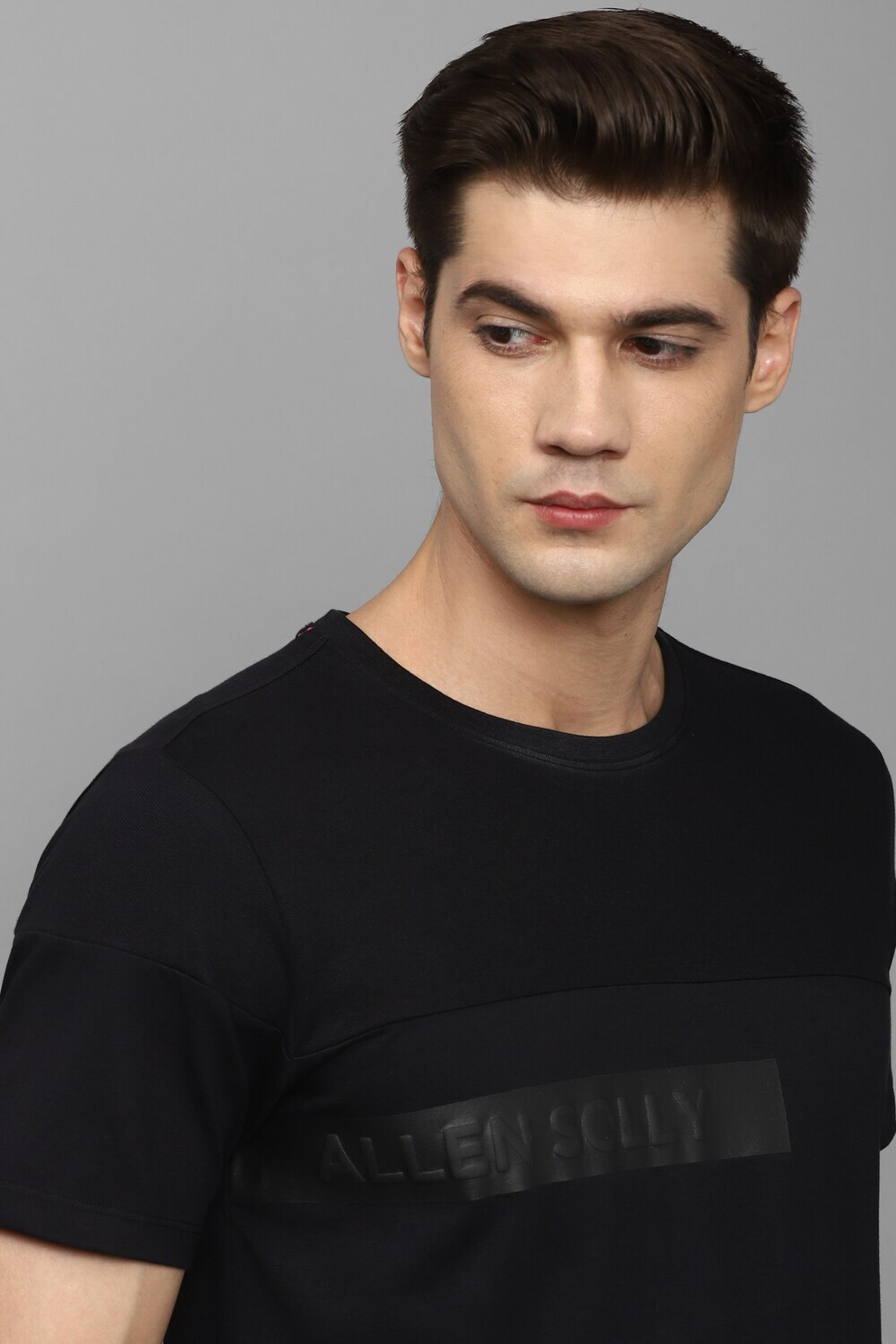 Image of Allen Solly Typography Men Round Neck Black T-Shirt