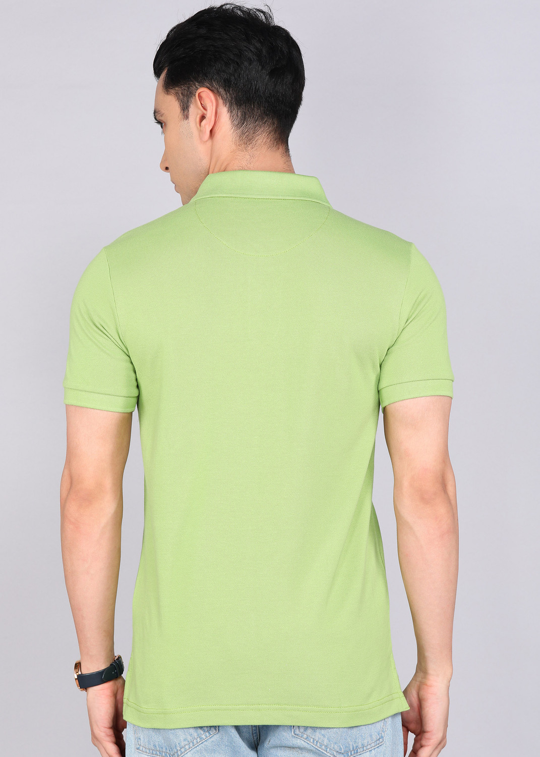 Image of U.S. POLO ASSN. Solid Men Polo Neck Light Green T-Shirt