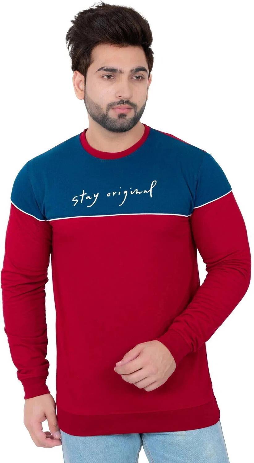 E-MAX Men Printed Round Neck Polyester Maroon T-Shirt