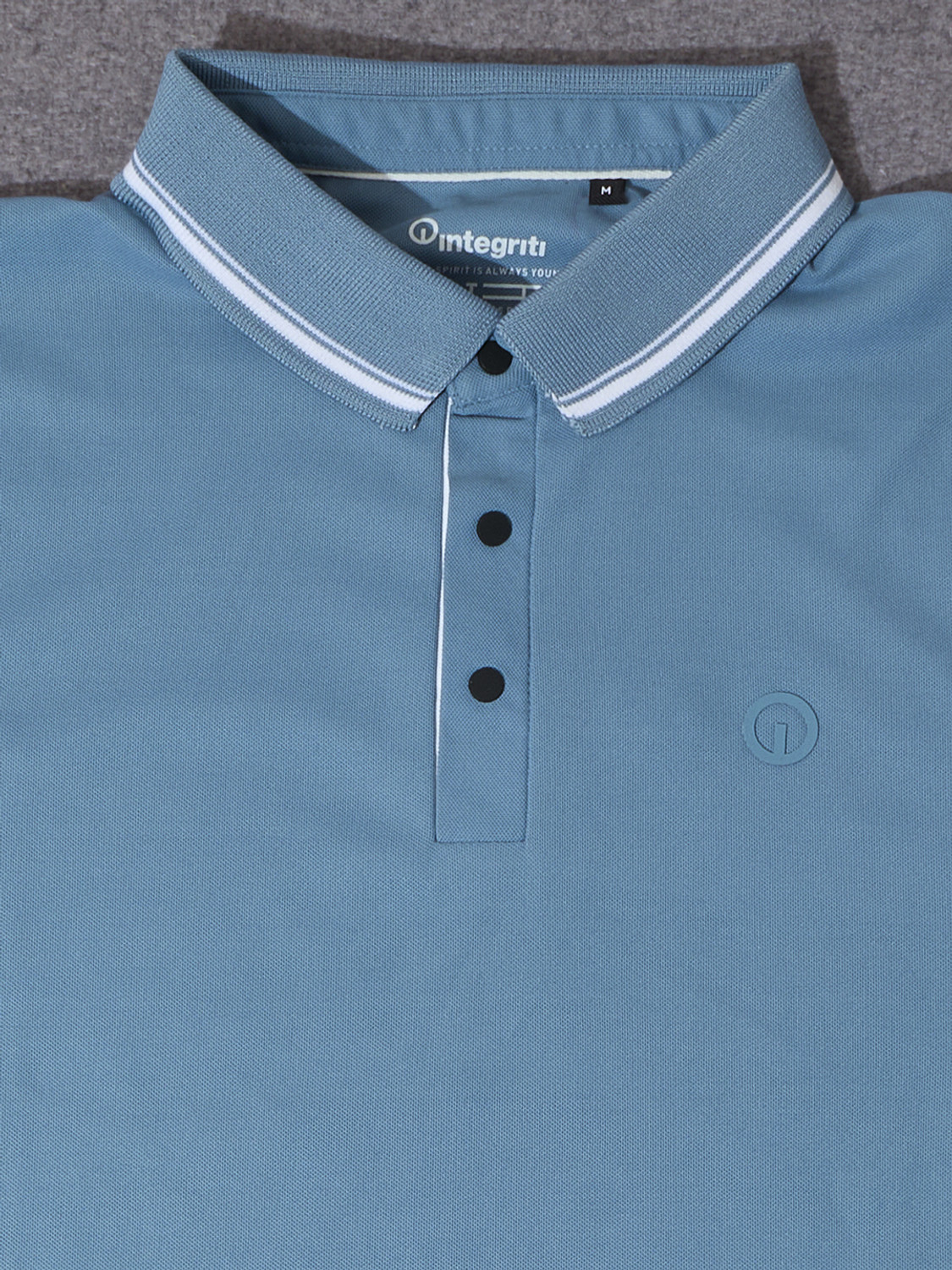 Image of INTEGRITI Solid Men Polo Neck Light Blue T-Shirt
