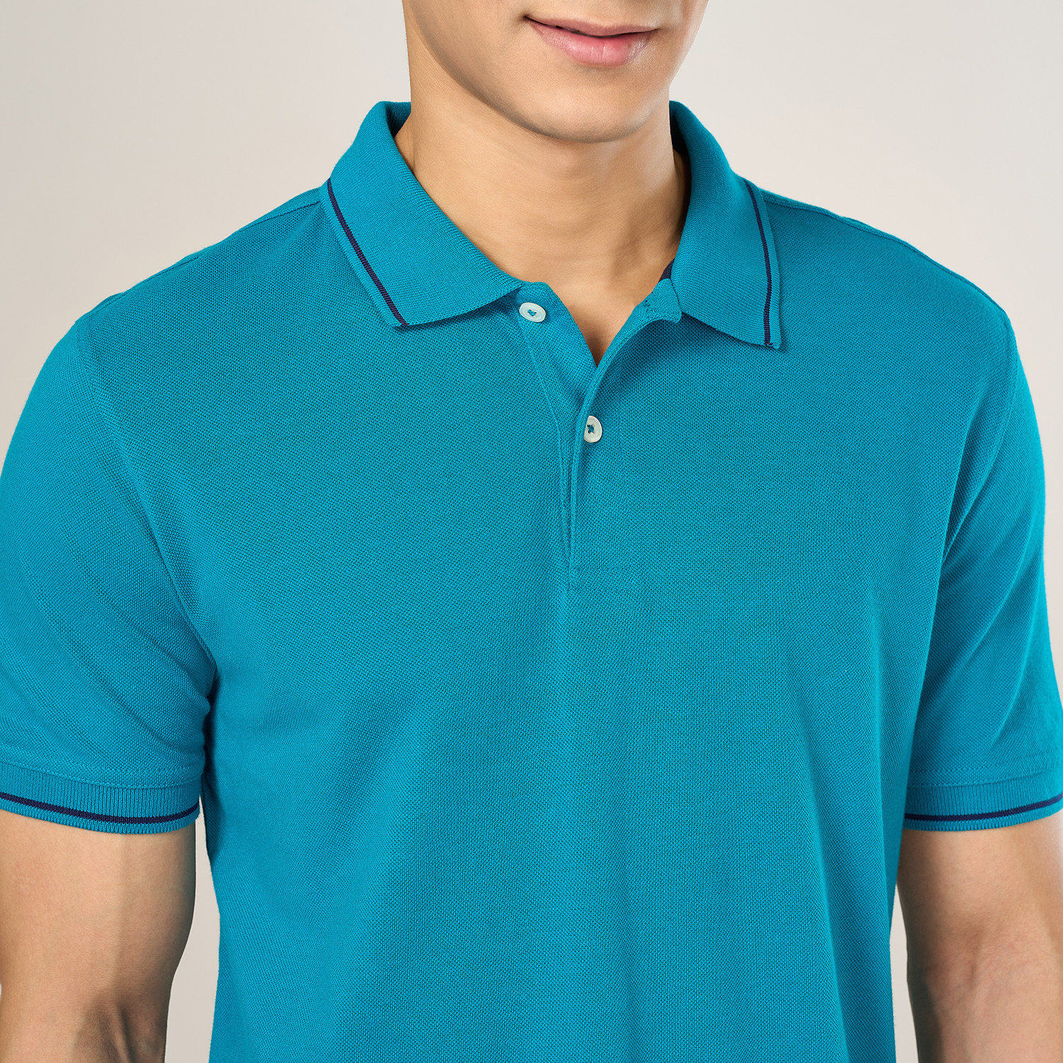 Image of Byford by Pantaloons Solid Men Round Neck Blue T-Shirt